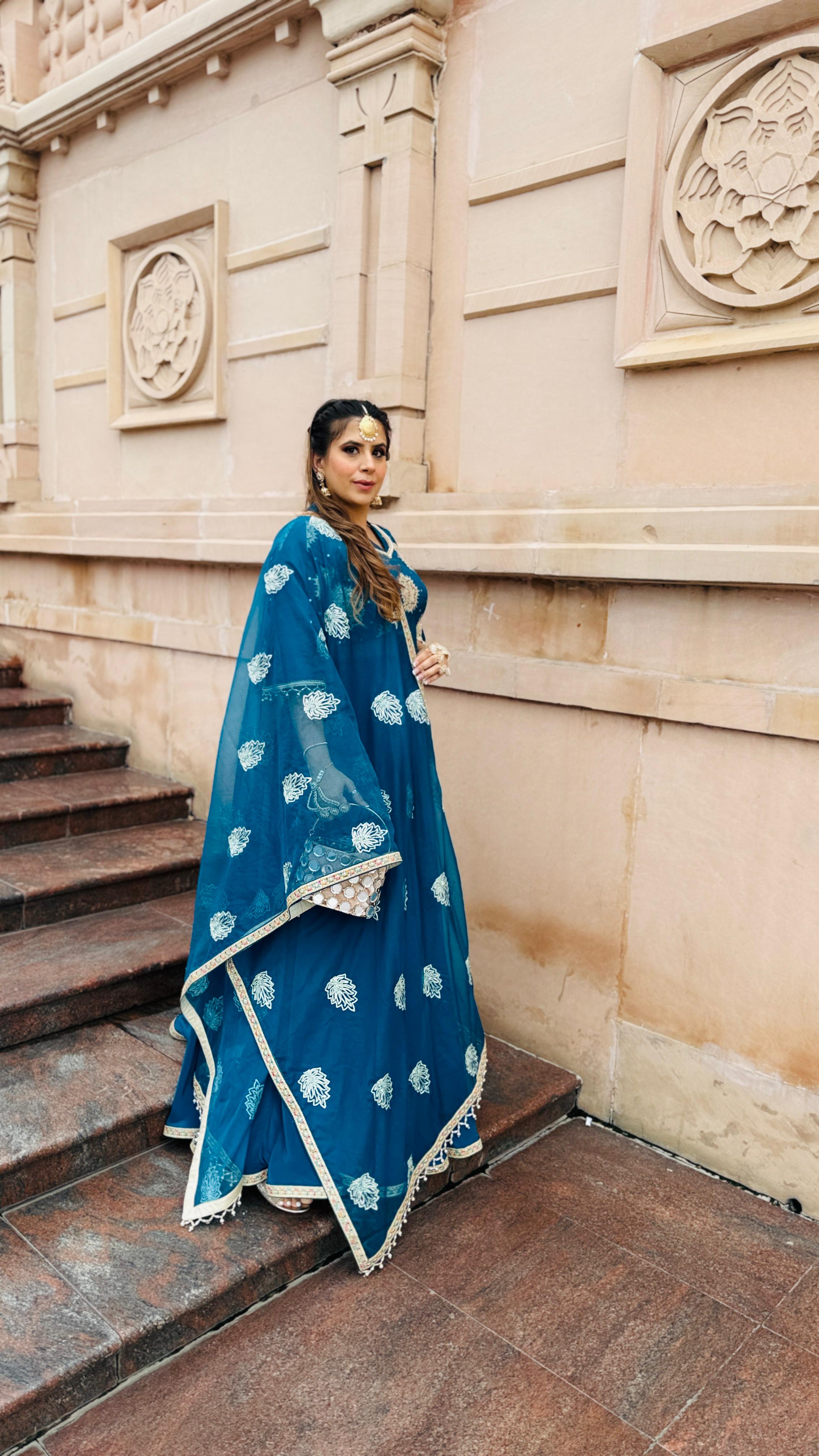 Peacock Crepe Anarkali