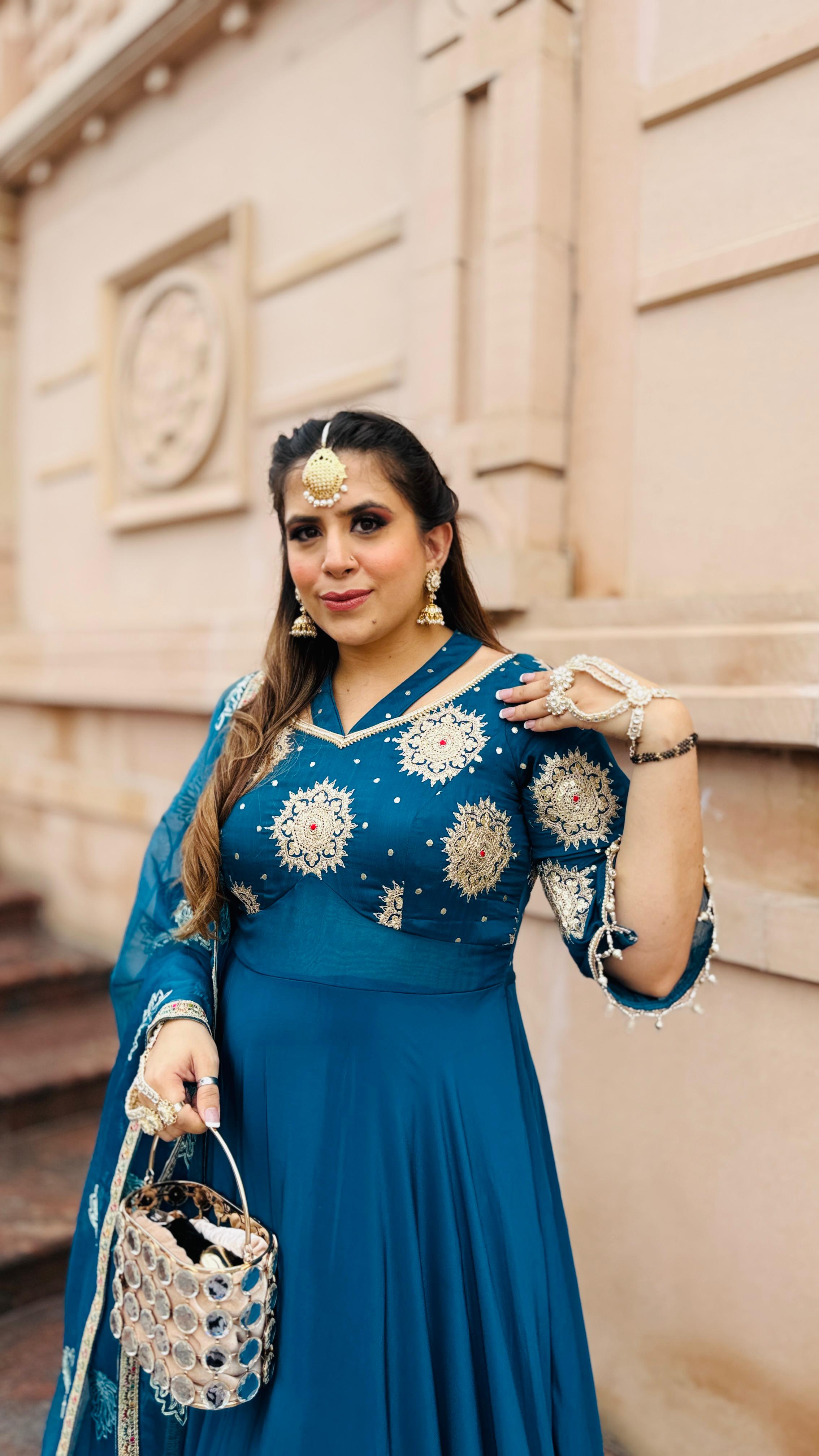 Peacock Crepe Anarkali