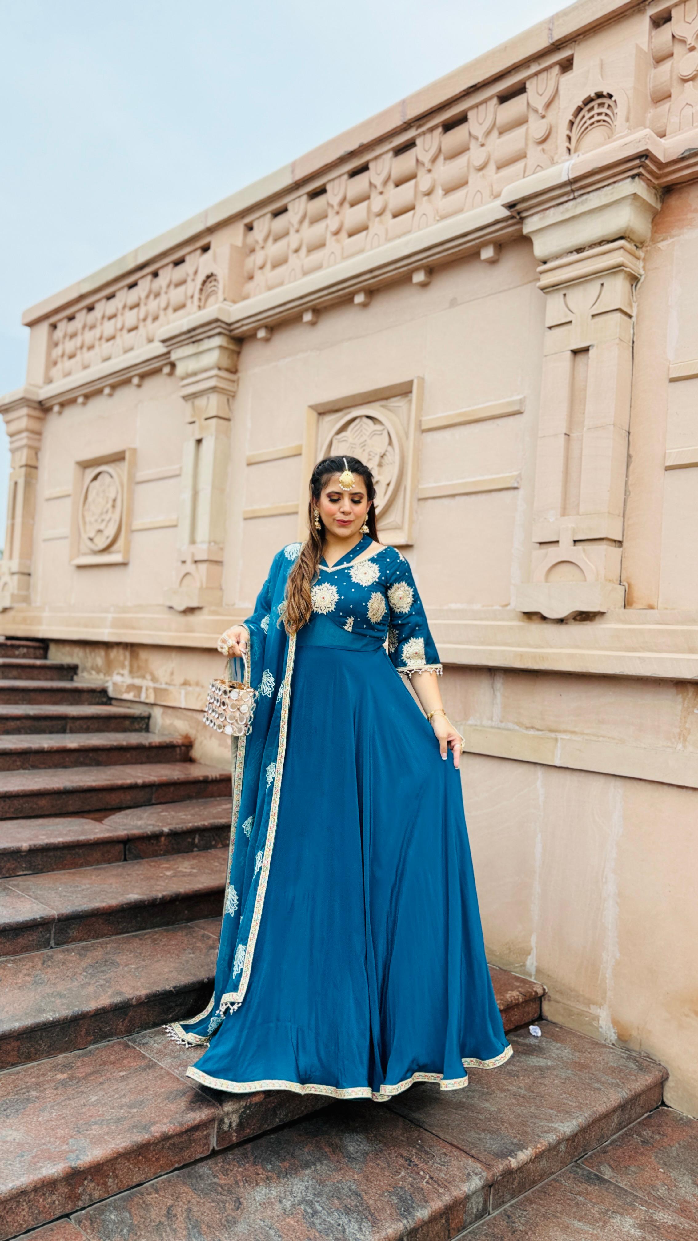Peacock Crepe Anarkali