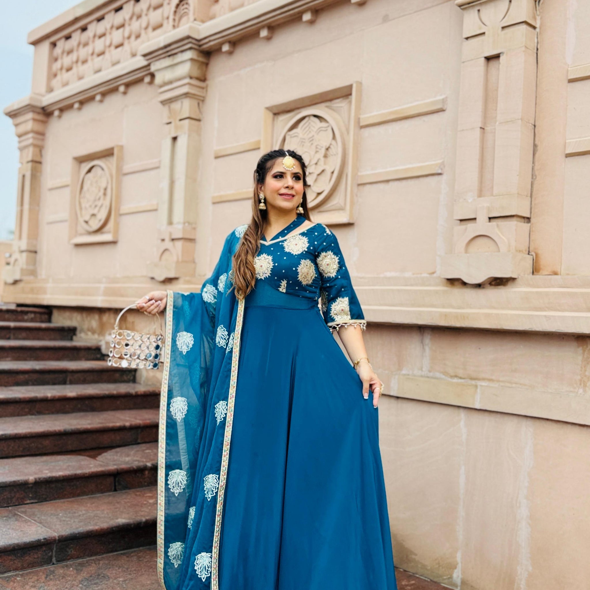 Peacock Crepe Anarkali