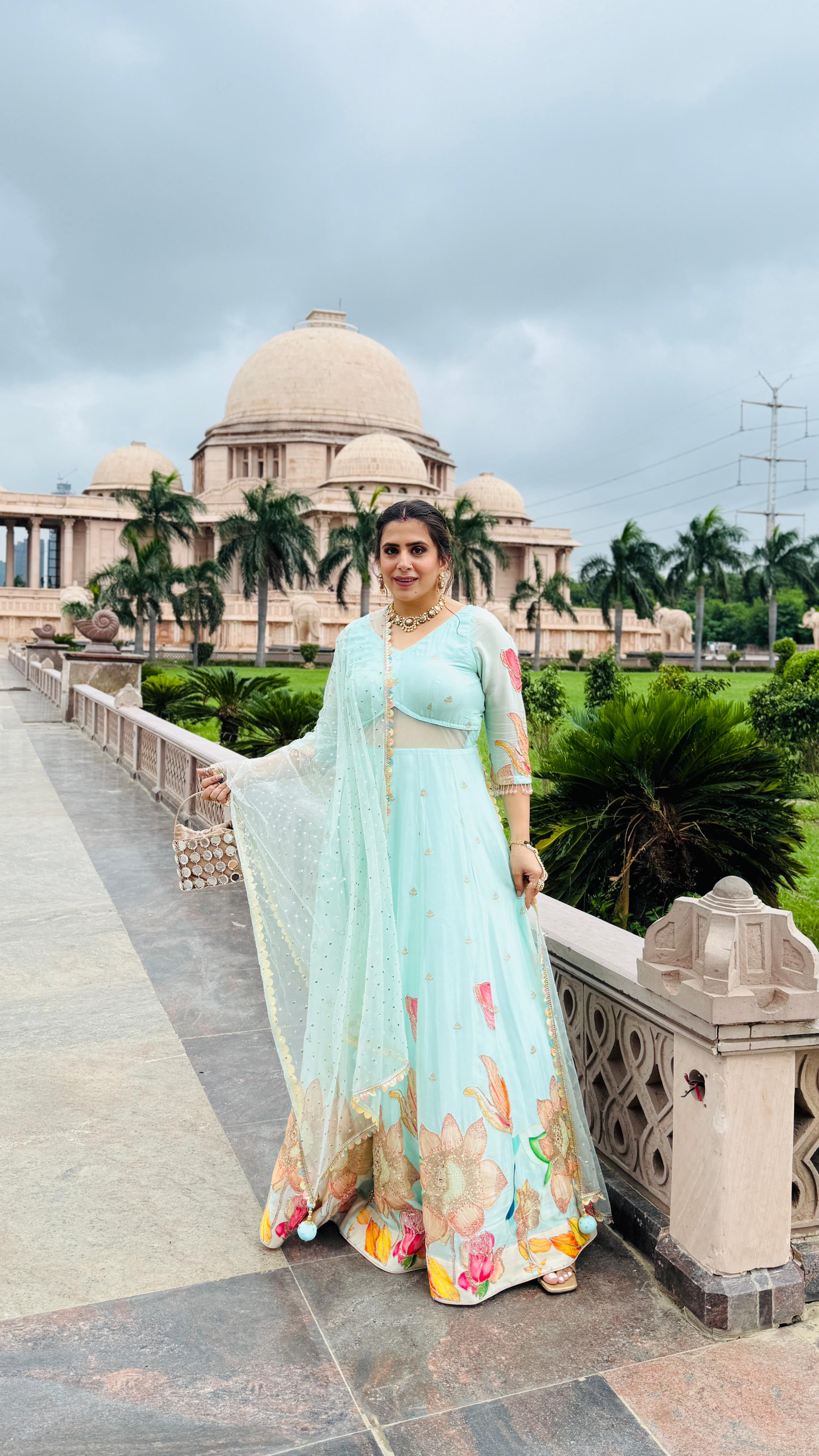 Mint Art Work Anarkali