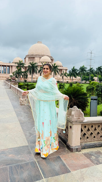 Mint Art Work Anarkali