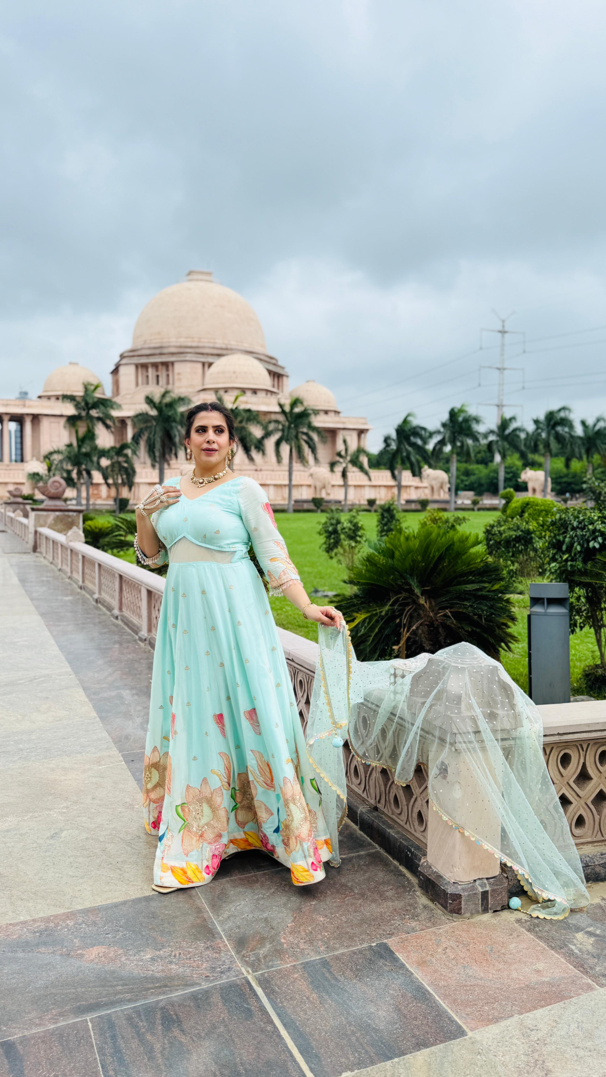 Mint Art Work Anarkali