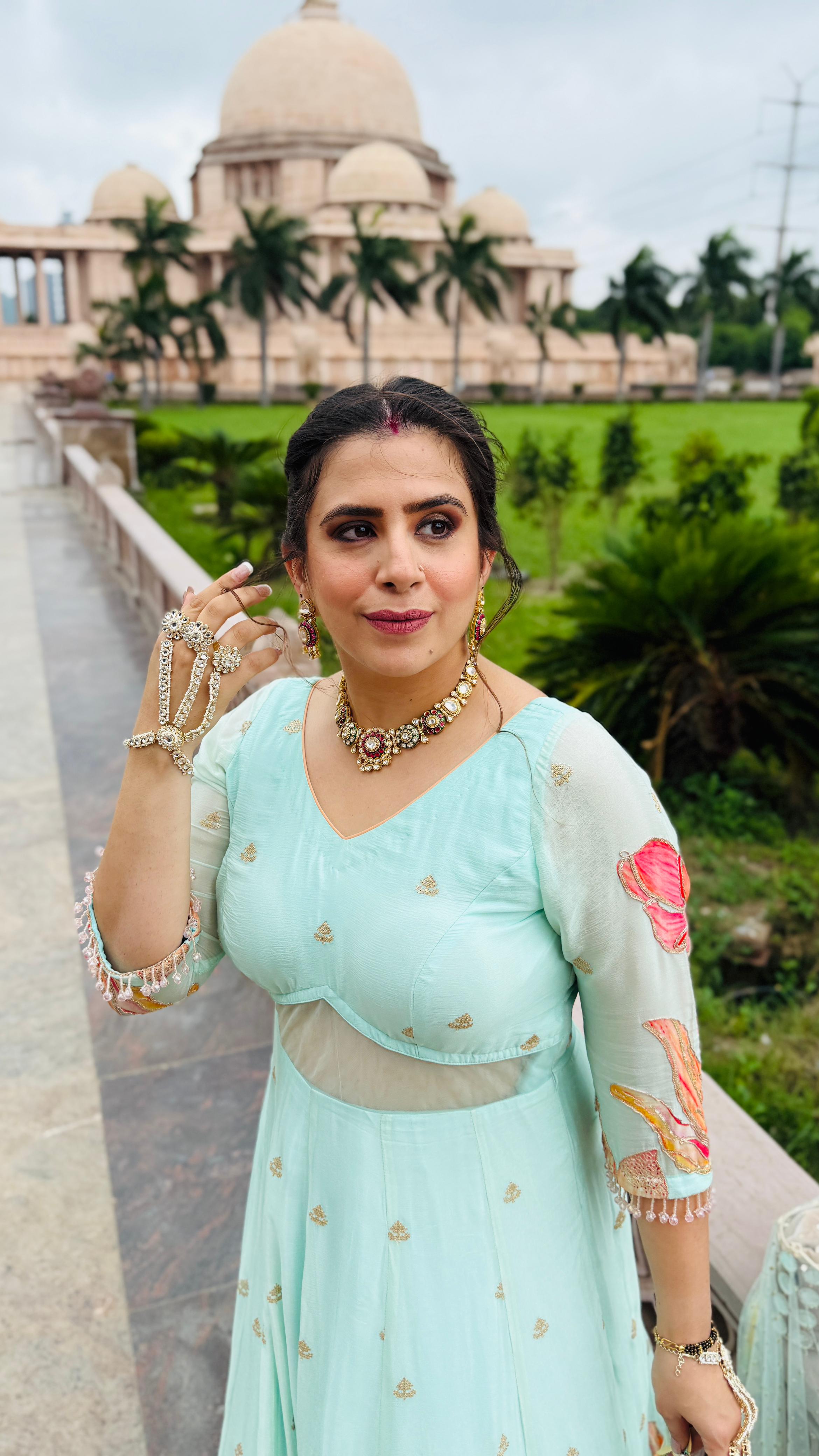 Mint Art Work Anarkali