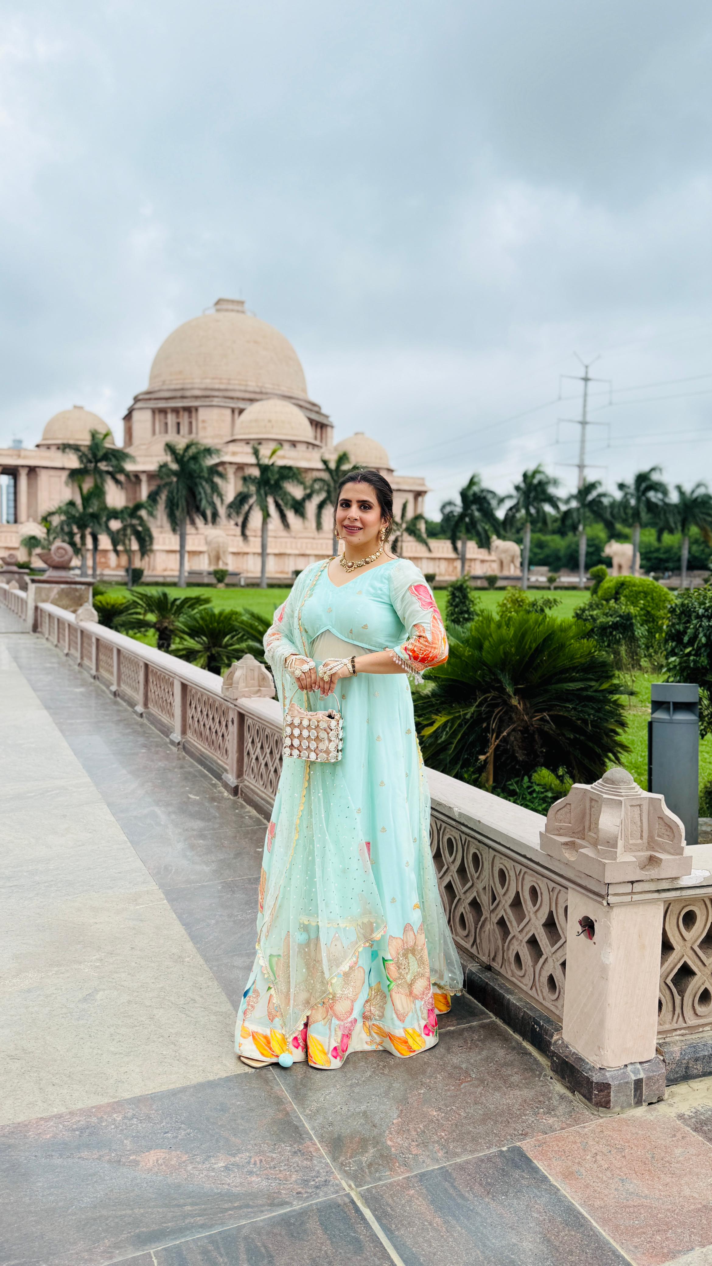 Mint Art Work Anarkali