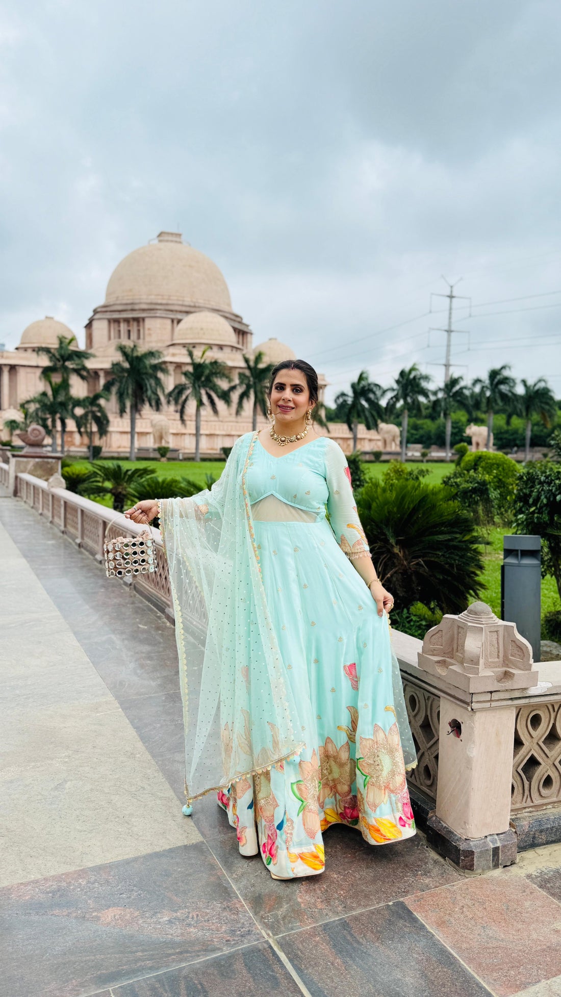 Mint Art Work Anarkali