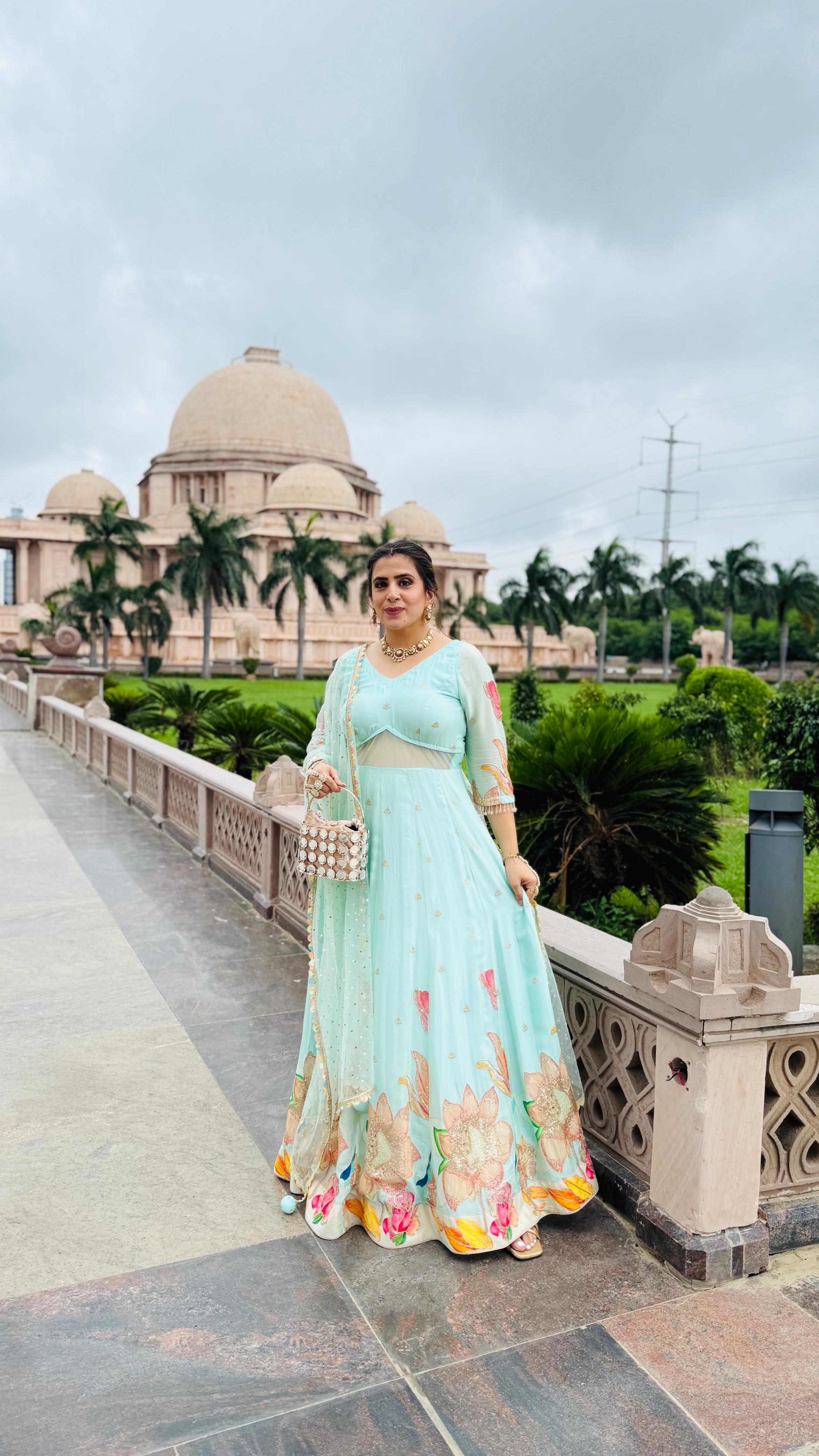 Mint Art Work Anarkali