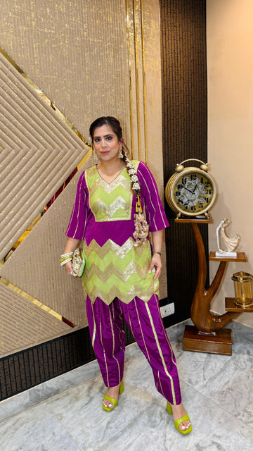 Violet & Pista Farshi Salwar Suit