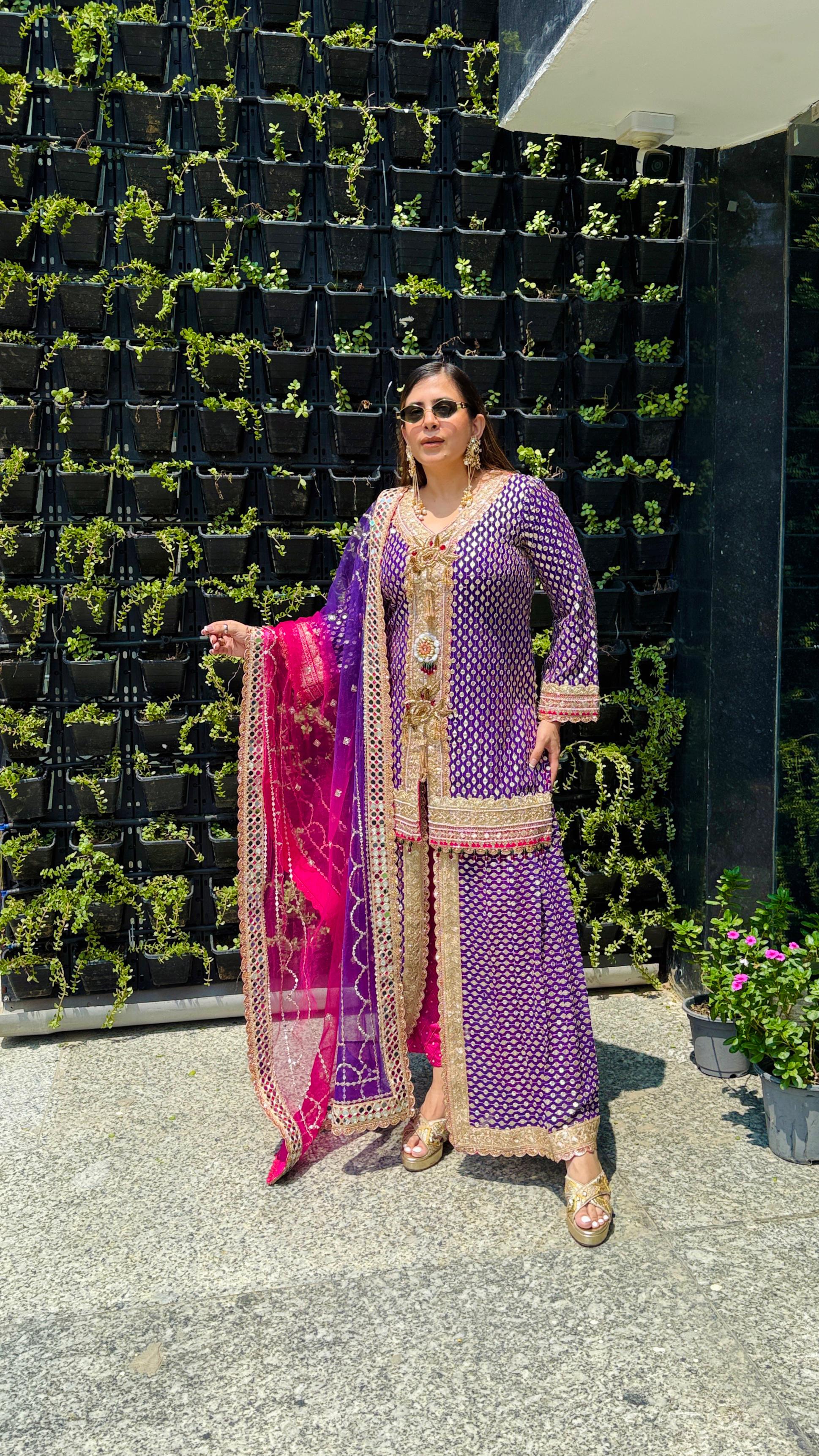 Purple Drape Pant Suit