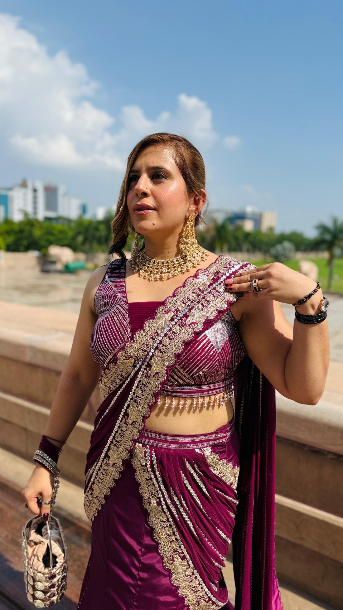 Wine Cocktail Saree