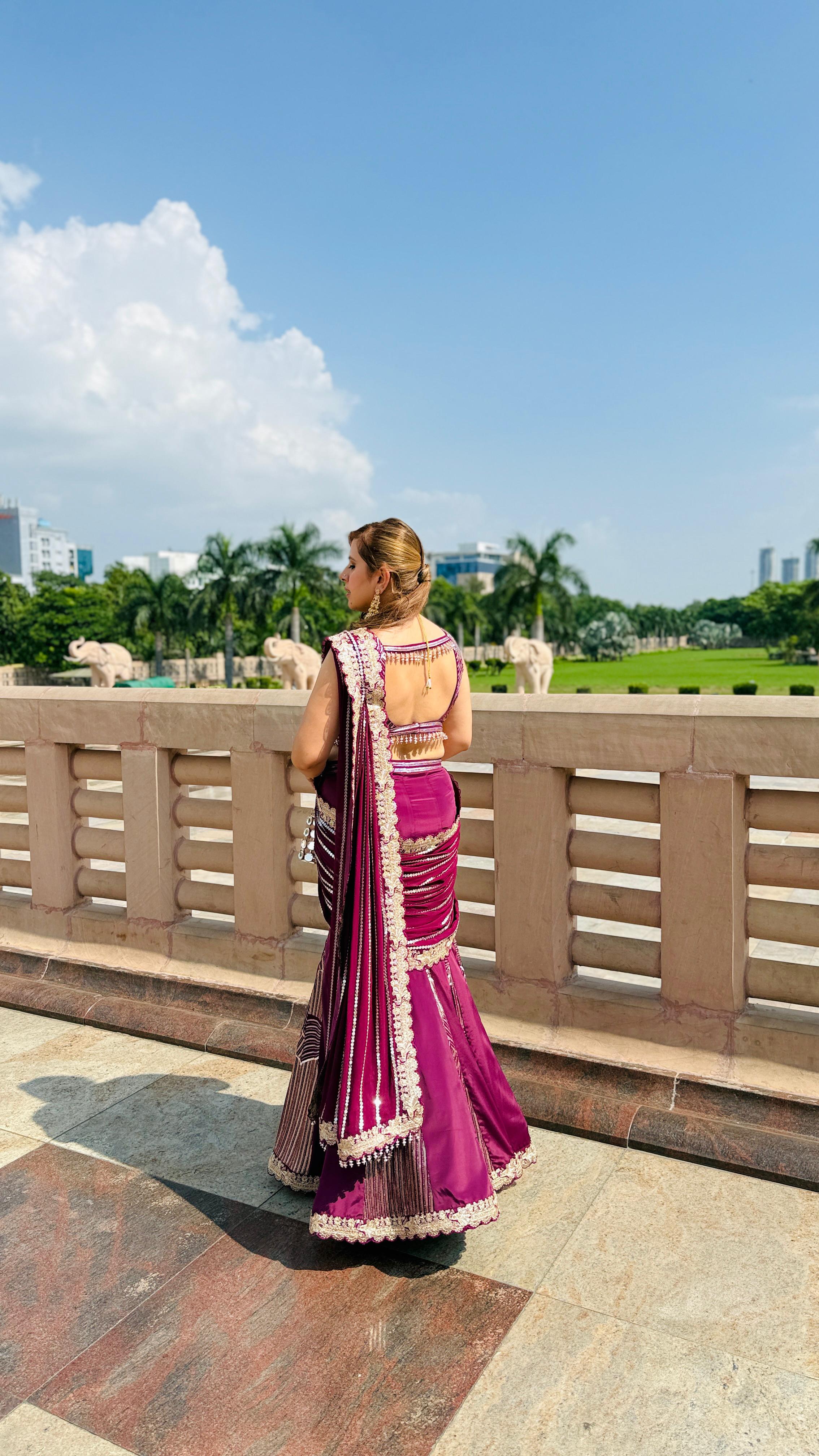 Wine Cocktail Saree
