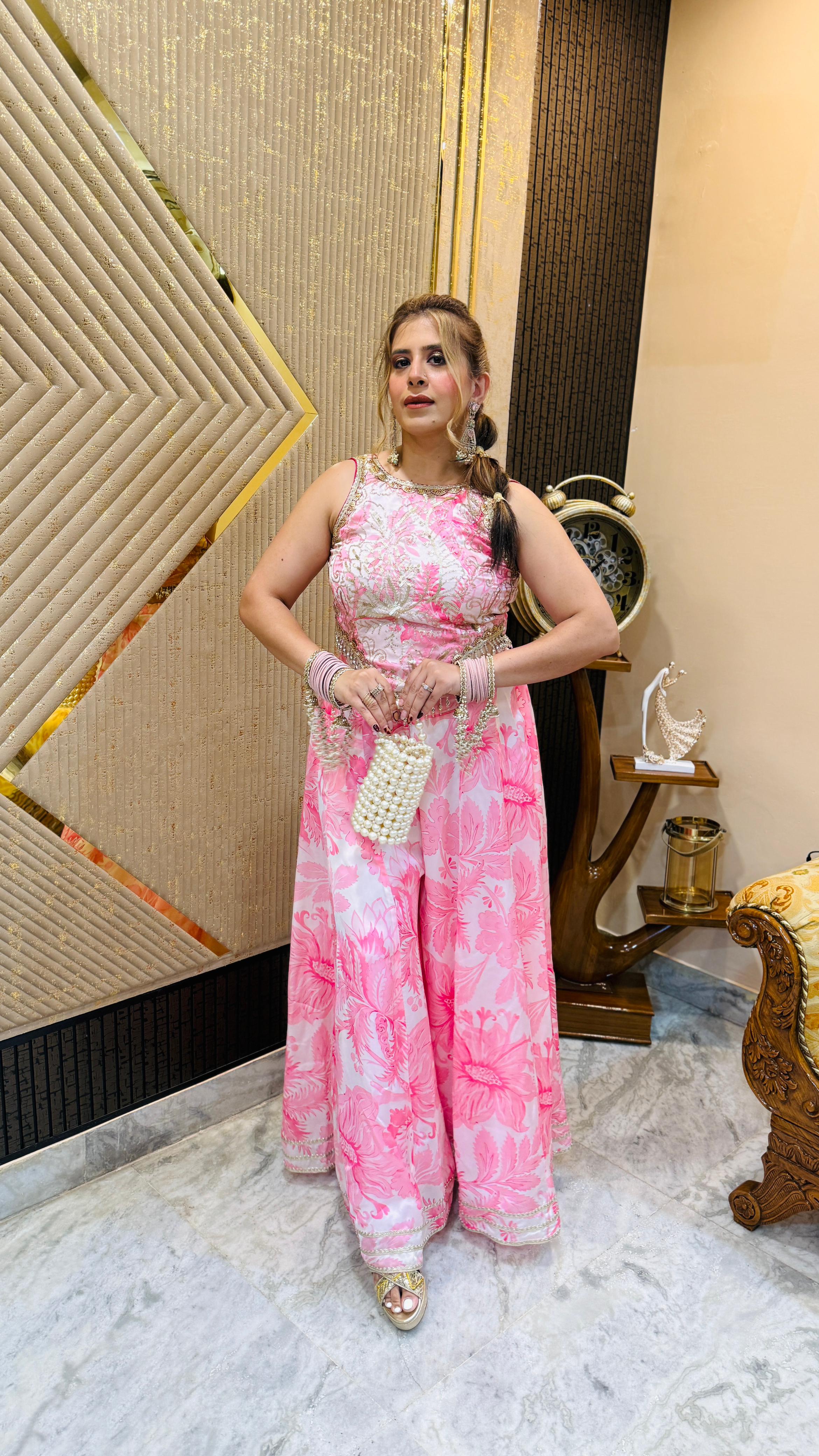 Baby Pink Sharara Co-Ord