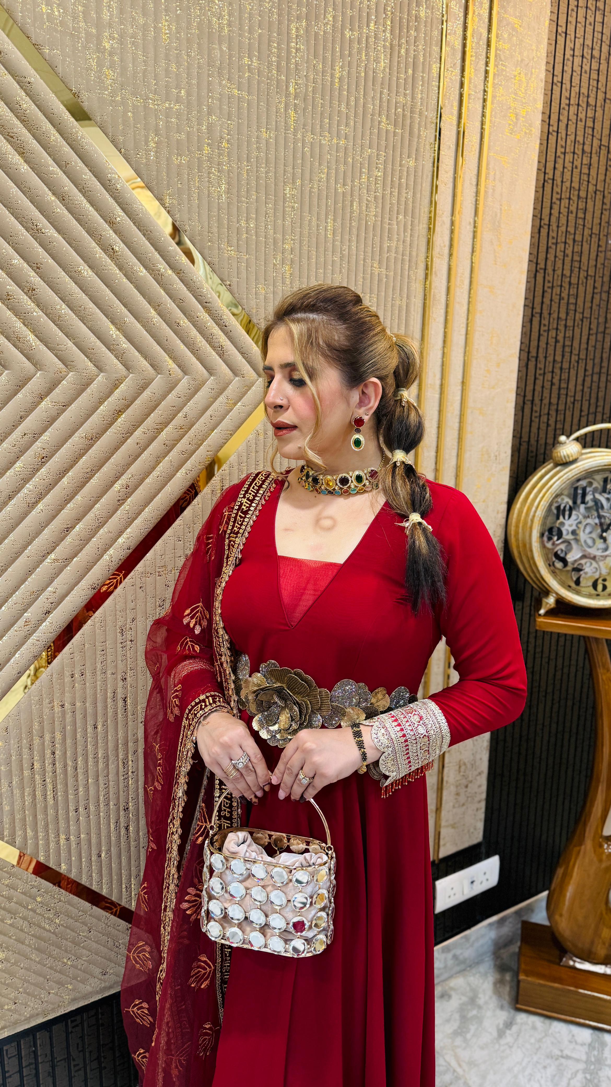 Maroon Festive Anarkali (Without Dupatta)
