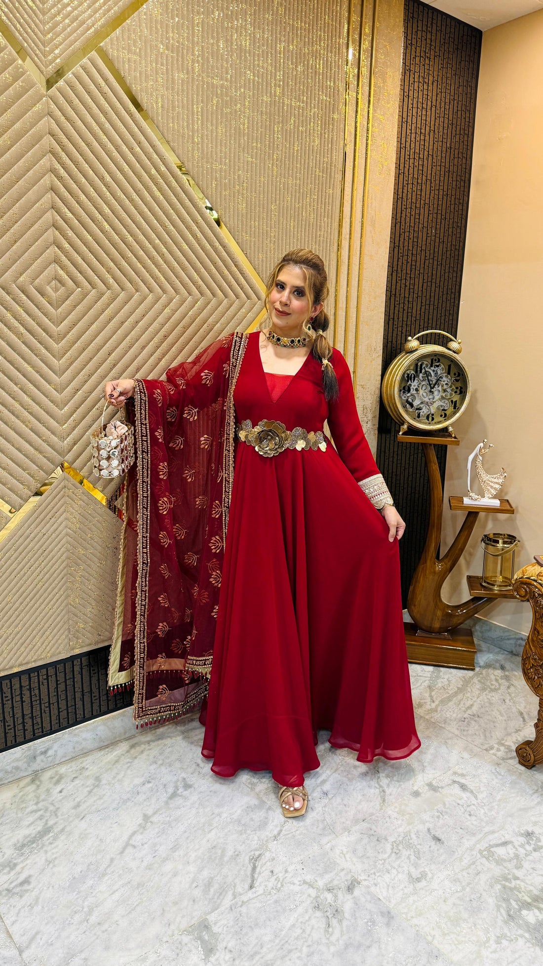 Maroon Festive Anarkali (Without Dupatta)