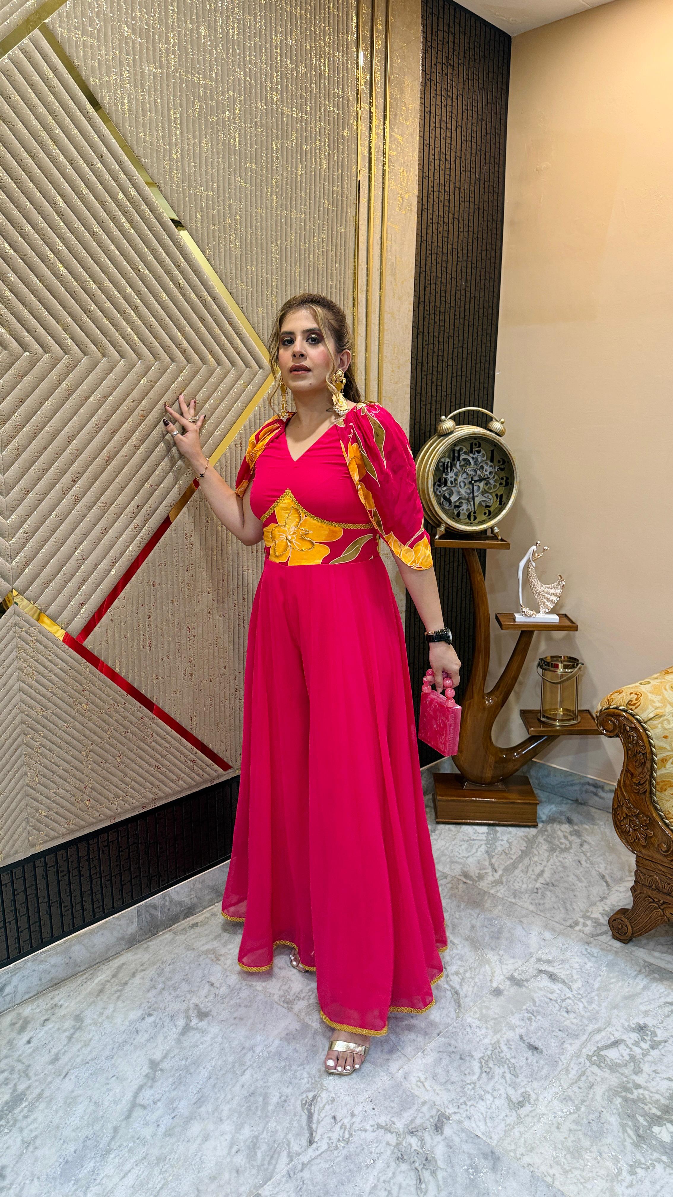 Pink Diwali Jumpsuit