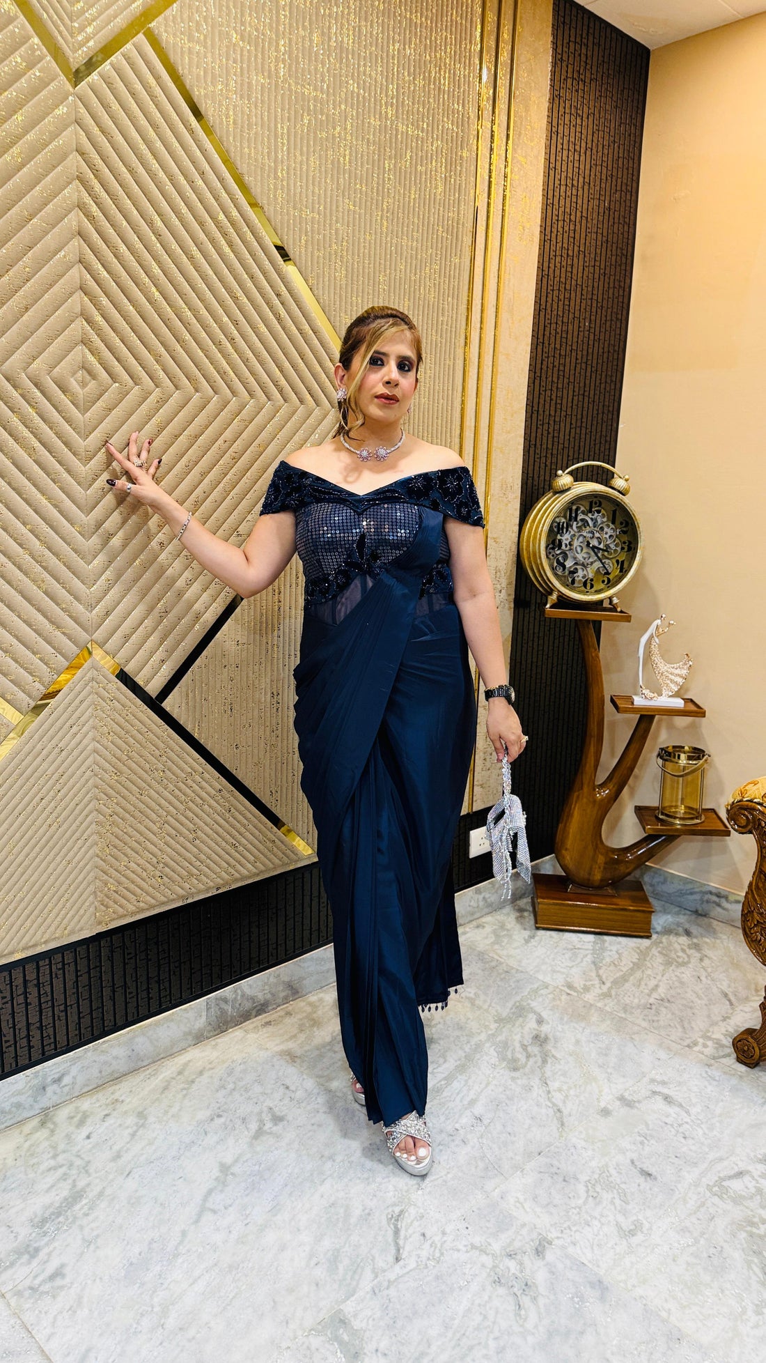 Midnight Romance Drape Saree