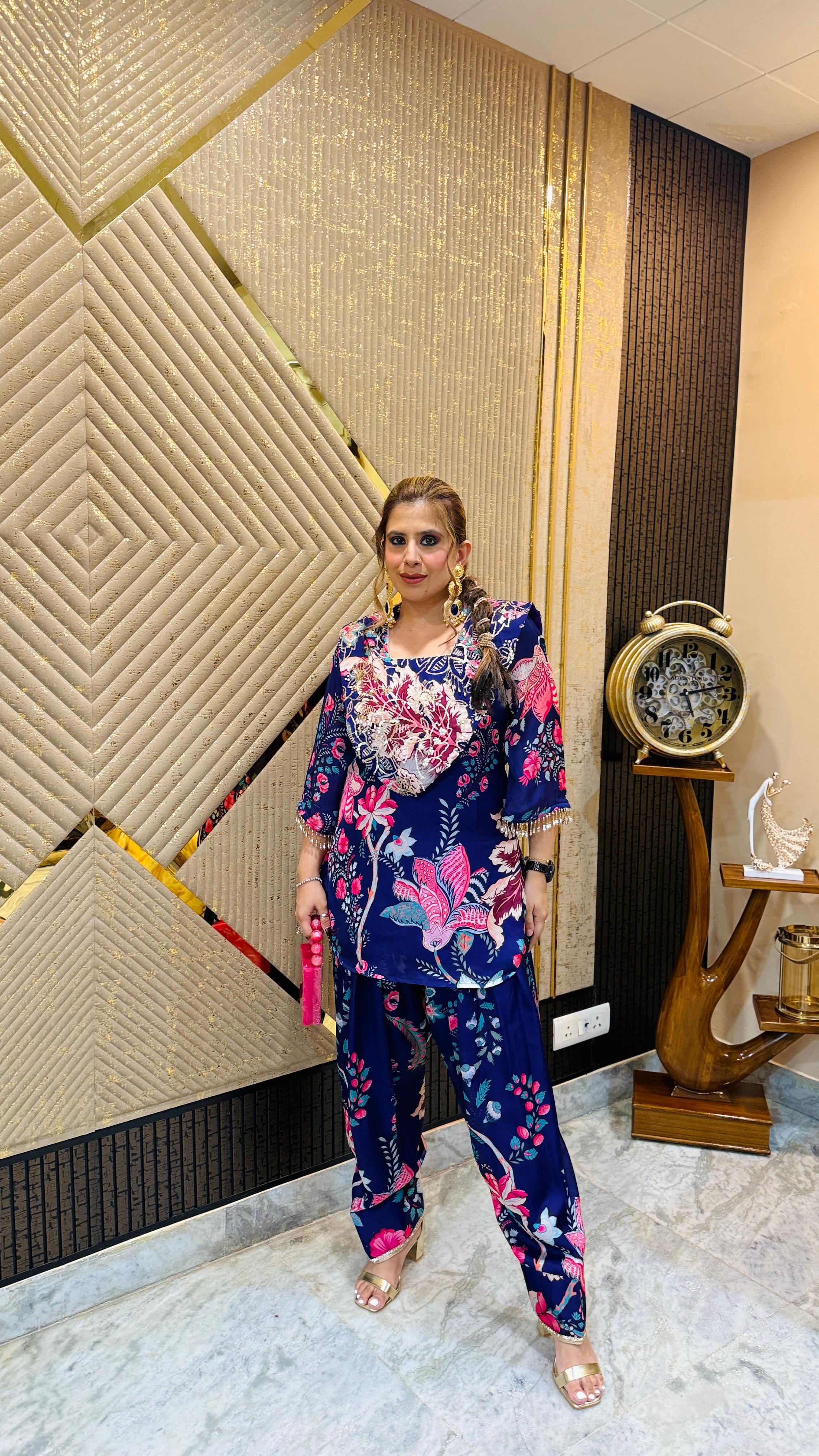 Purple Floral Farshi Salwar Co-Ord