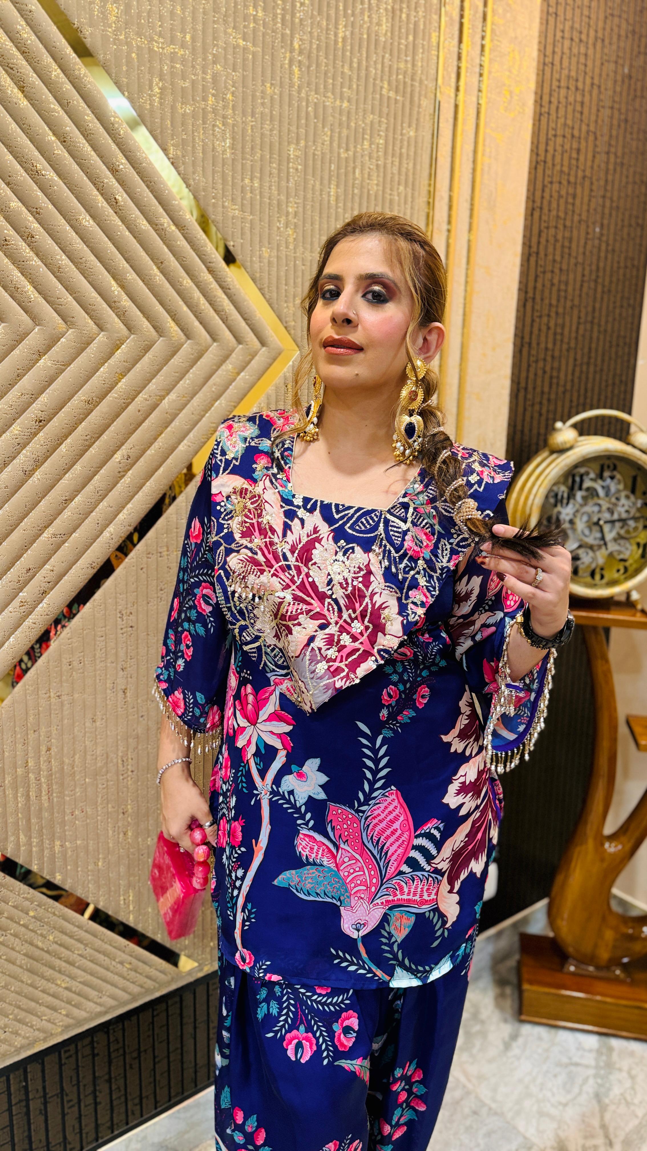 Purple Floral Farshi Salwar Co-Ord