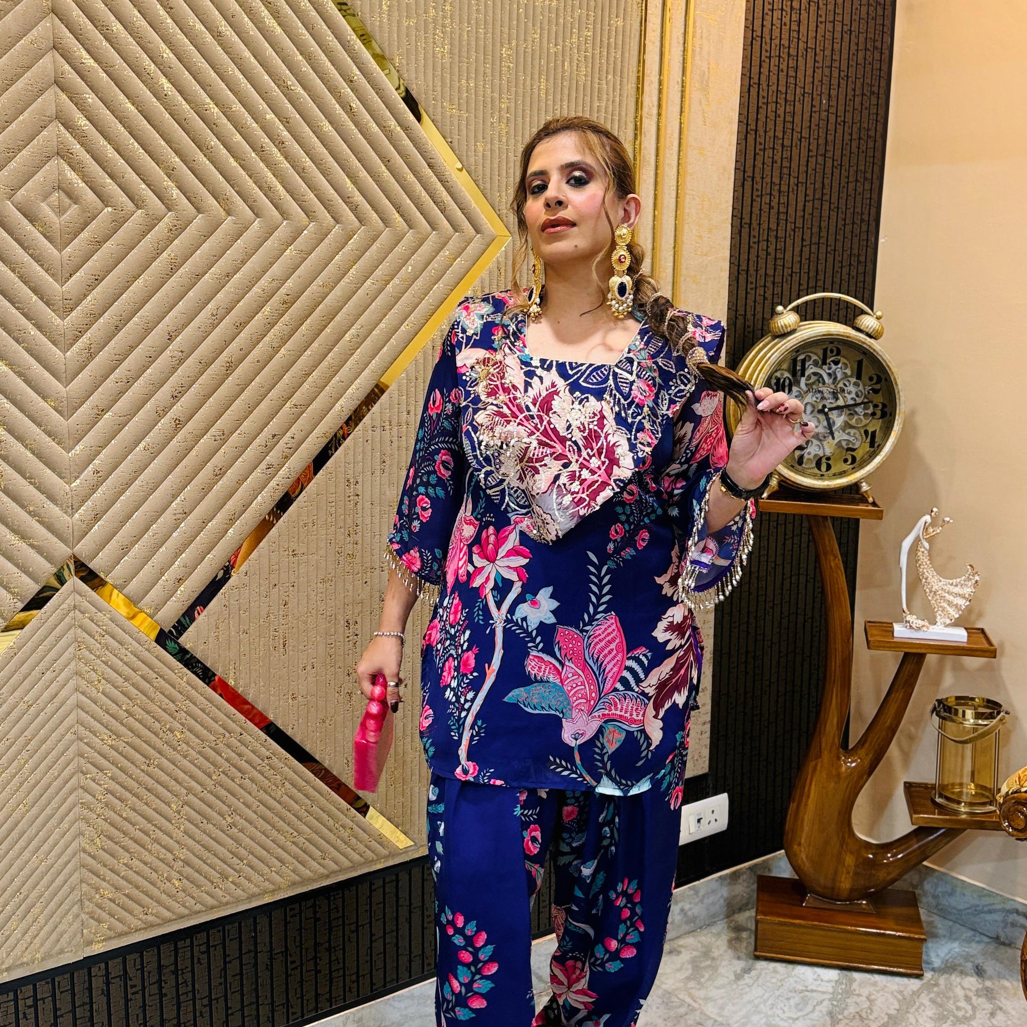 Purple Floral Farshi Salwar Co-Ord