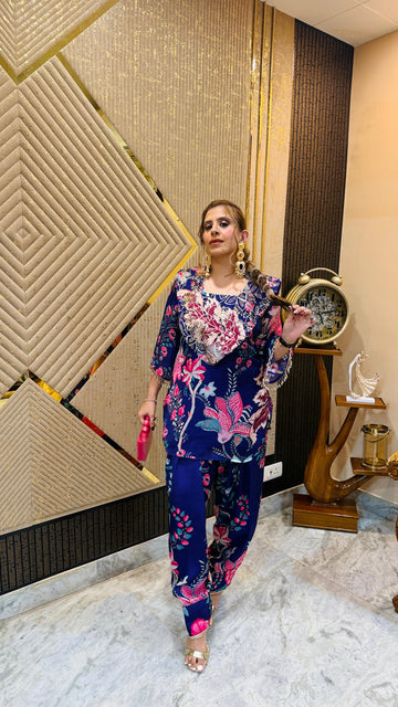 Purple Floral Farshi Salwar Co-Ord