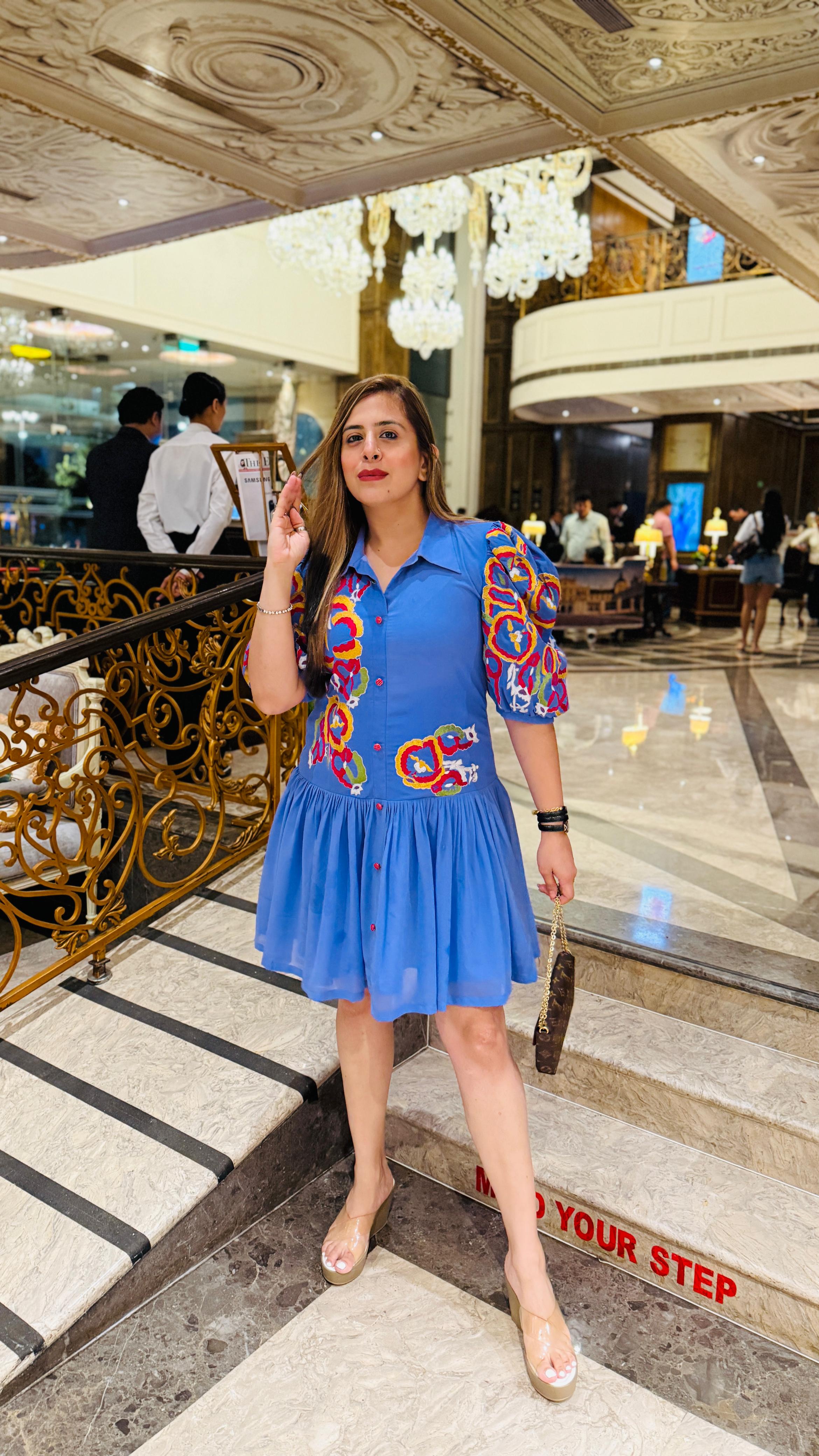 Blue Birthday Embroidered Dress