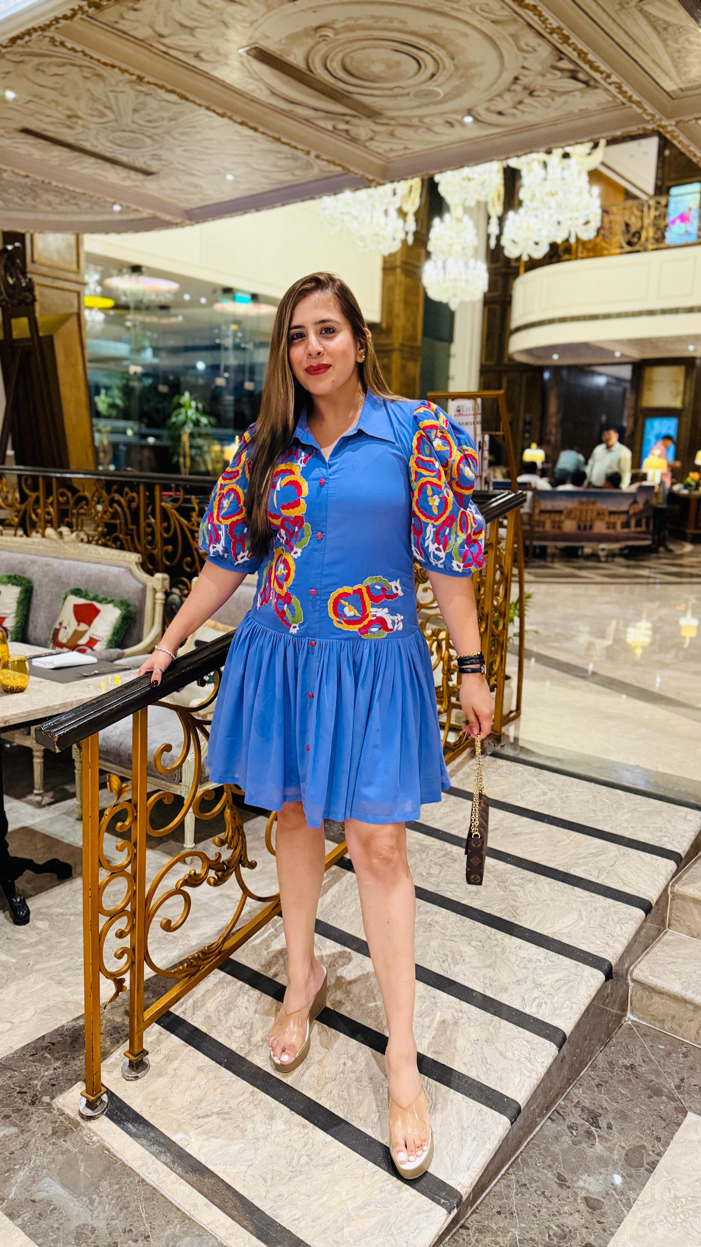 Blue Birthday Embroidered Dress