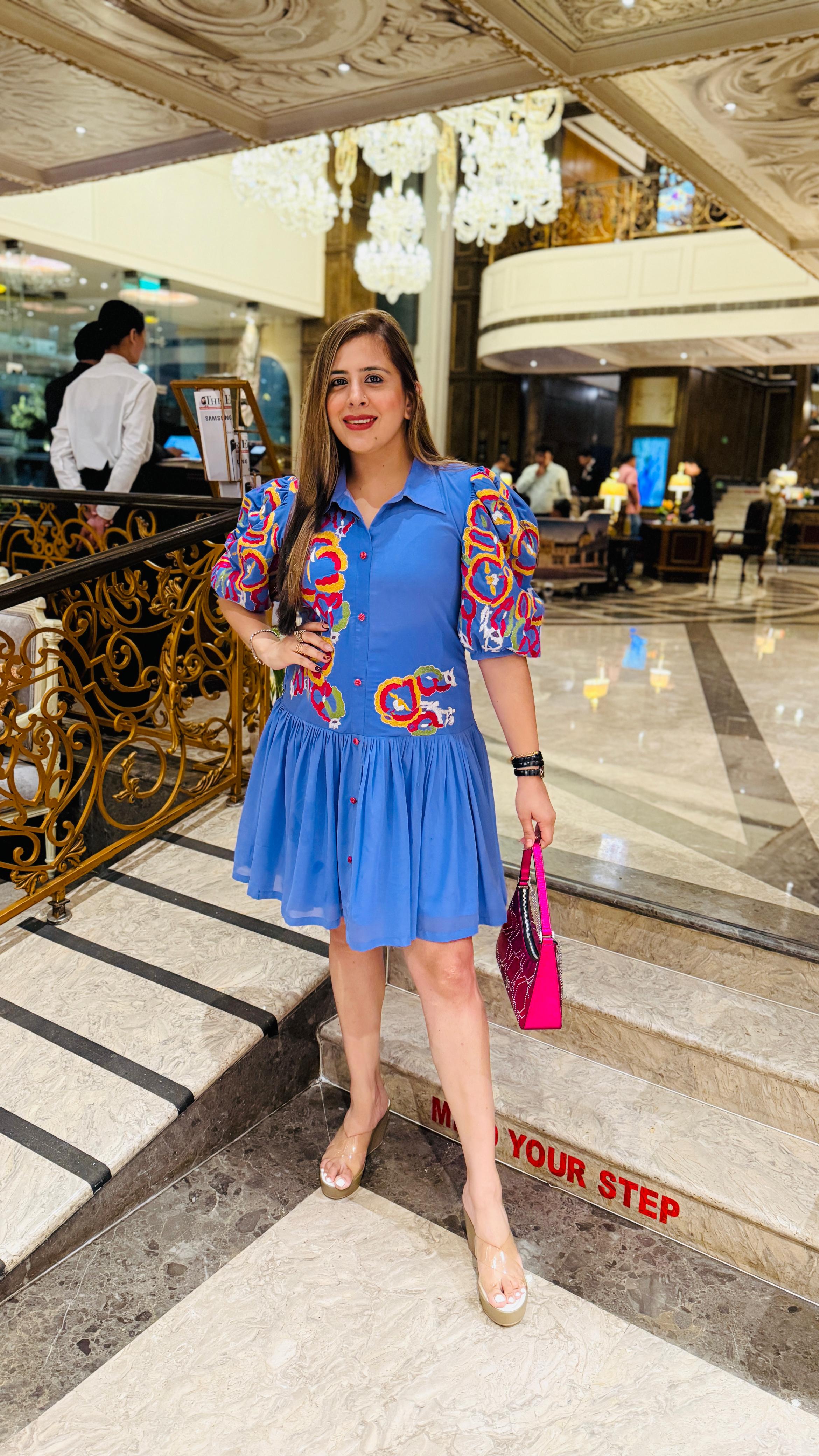 Blue Birthday Embroidered Dress