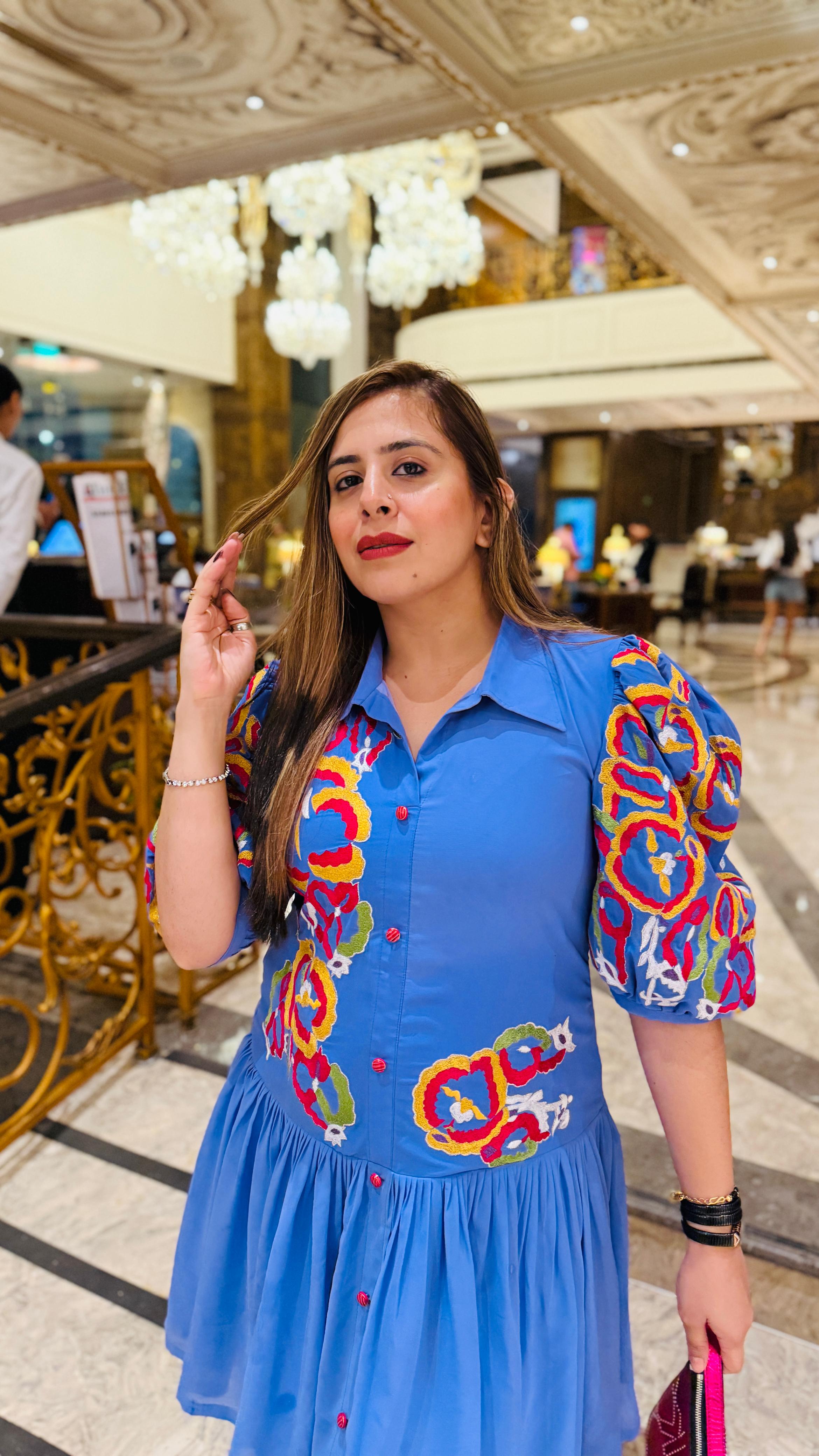 Blue Birthday Embroidered Dress