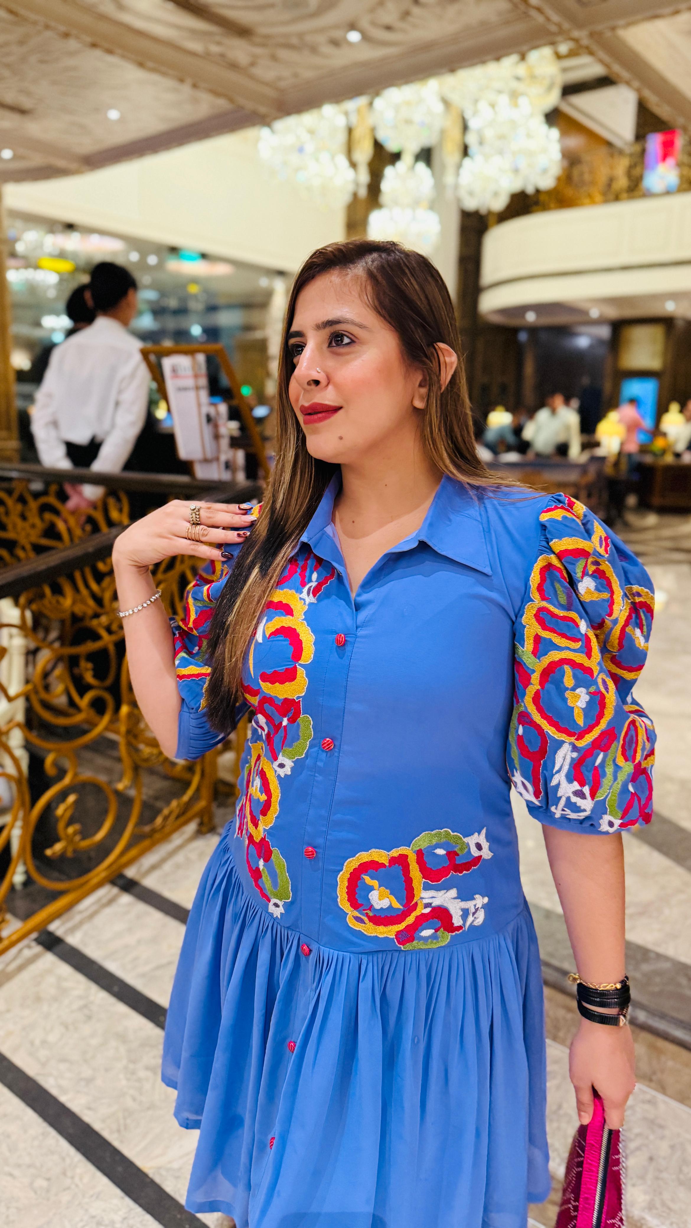 Blue Birthday Embroidered Dress