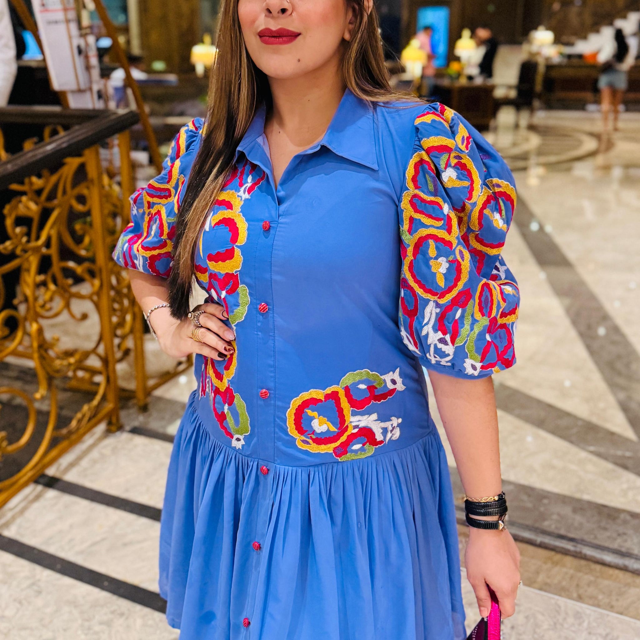 Blue Birthday Embroidered Dress