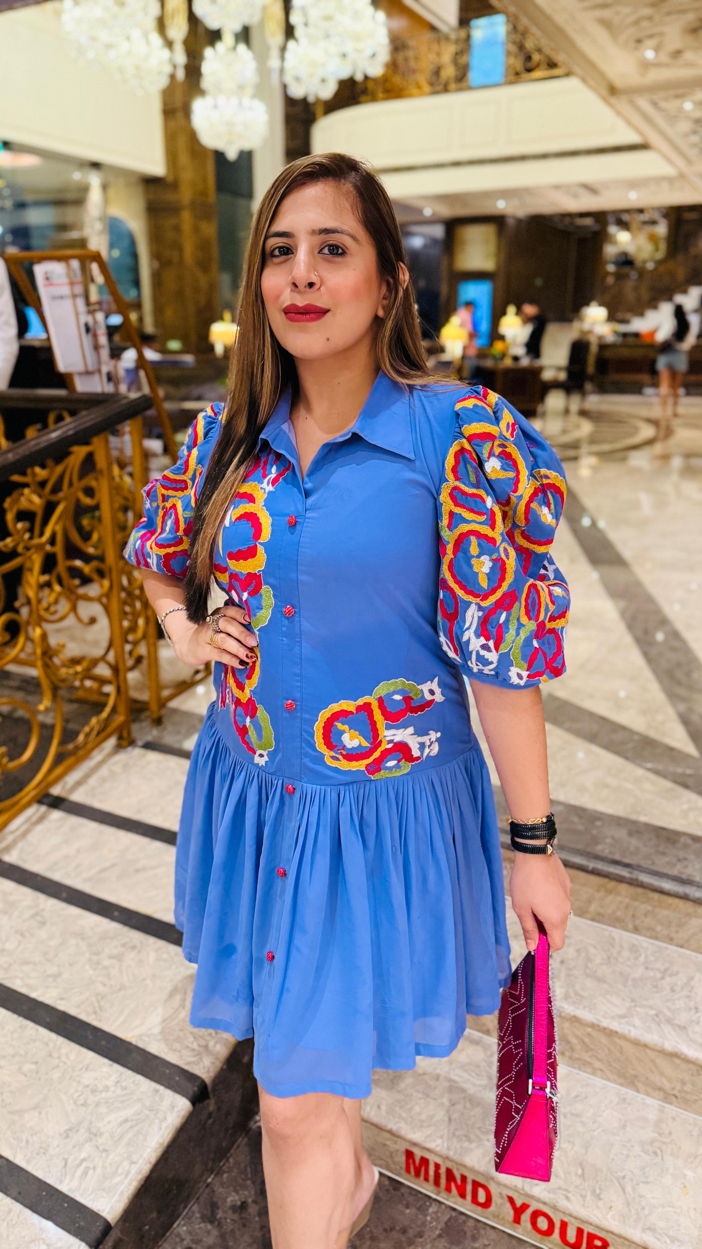 Blue Birthday Embroidered Dress