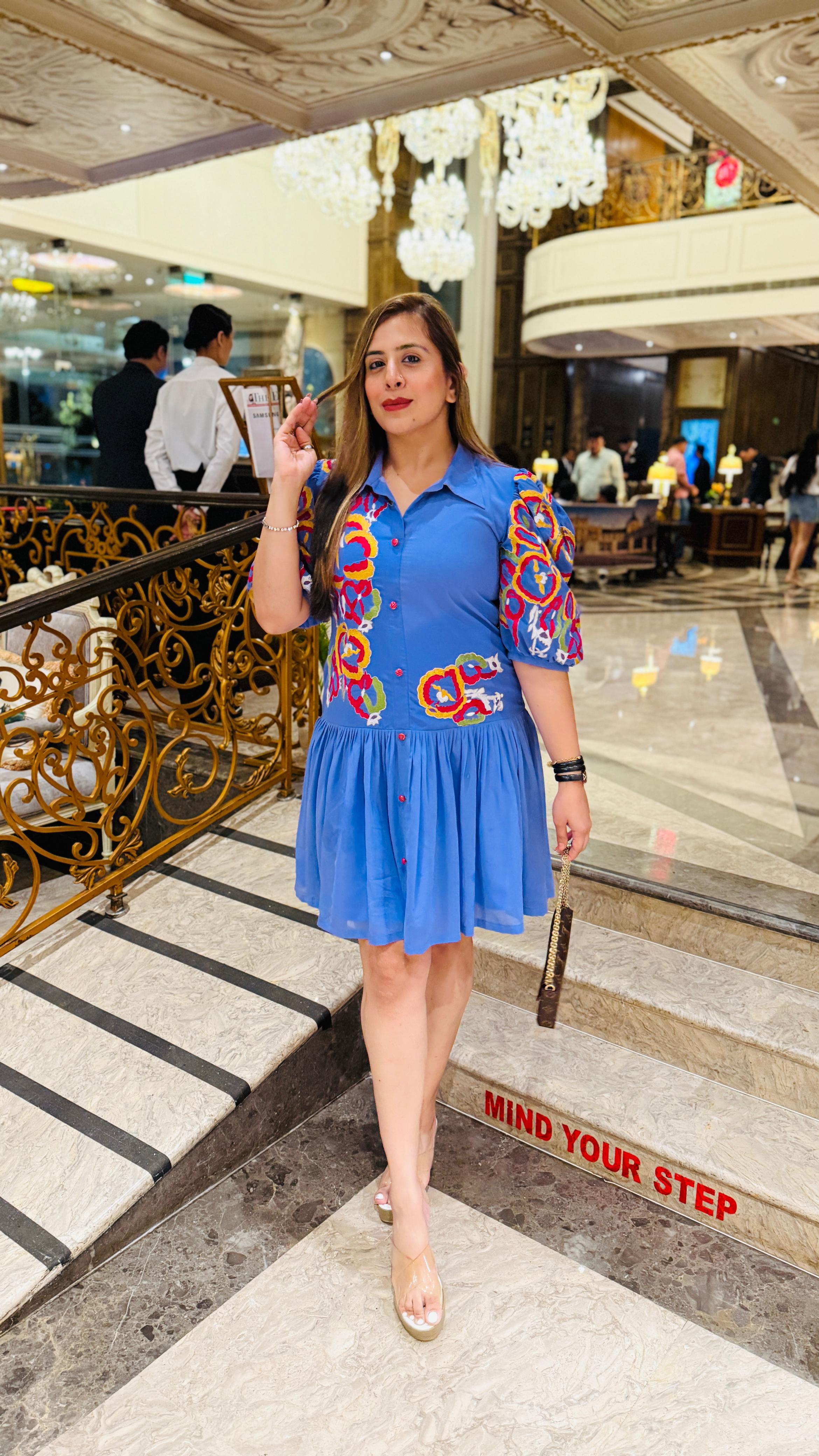 Blue Birthday Embroidered Dress