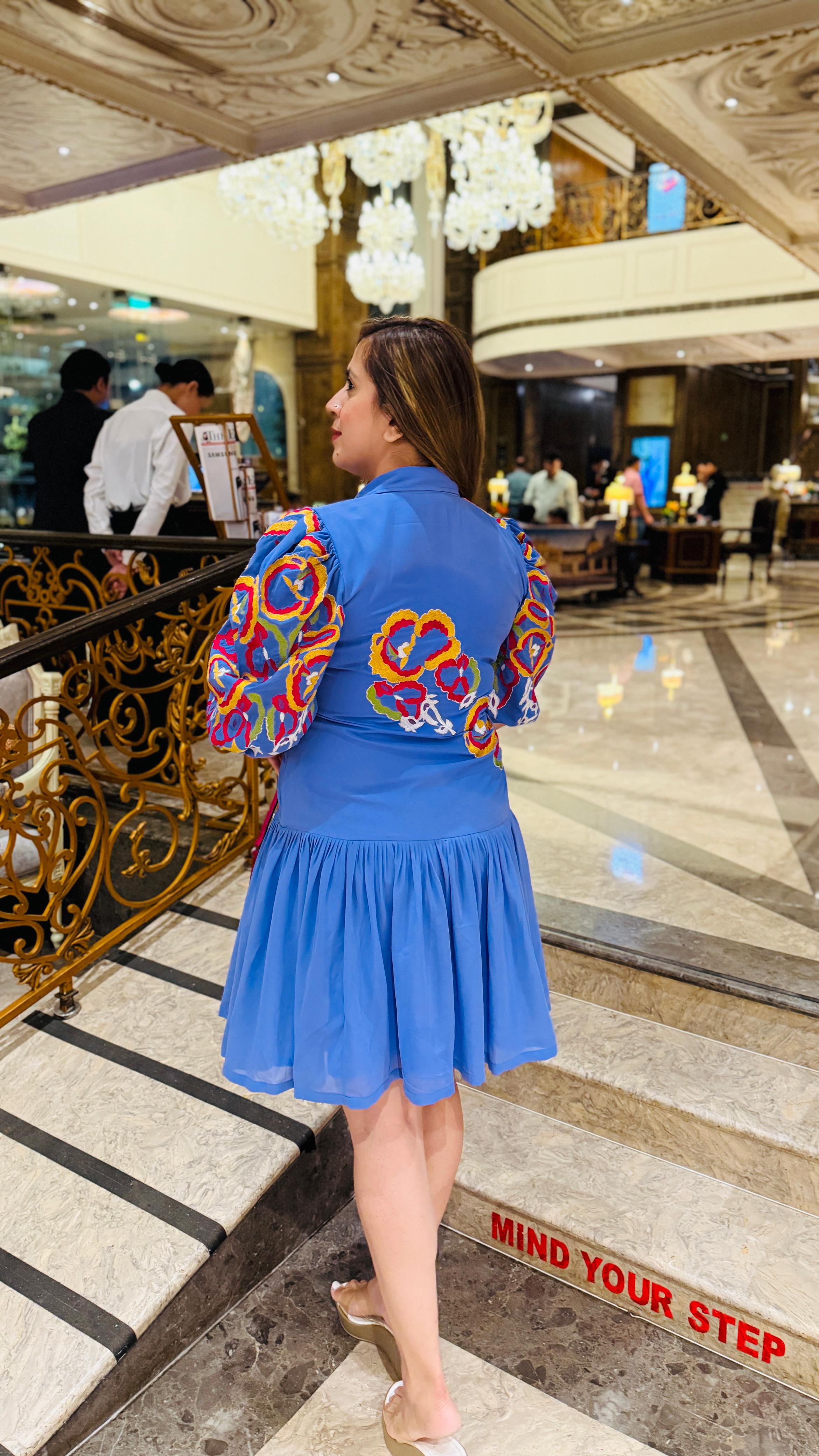 Blue Birthday Embroidered Dress