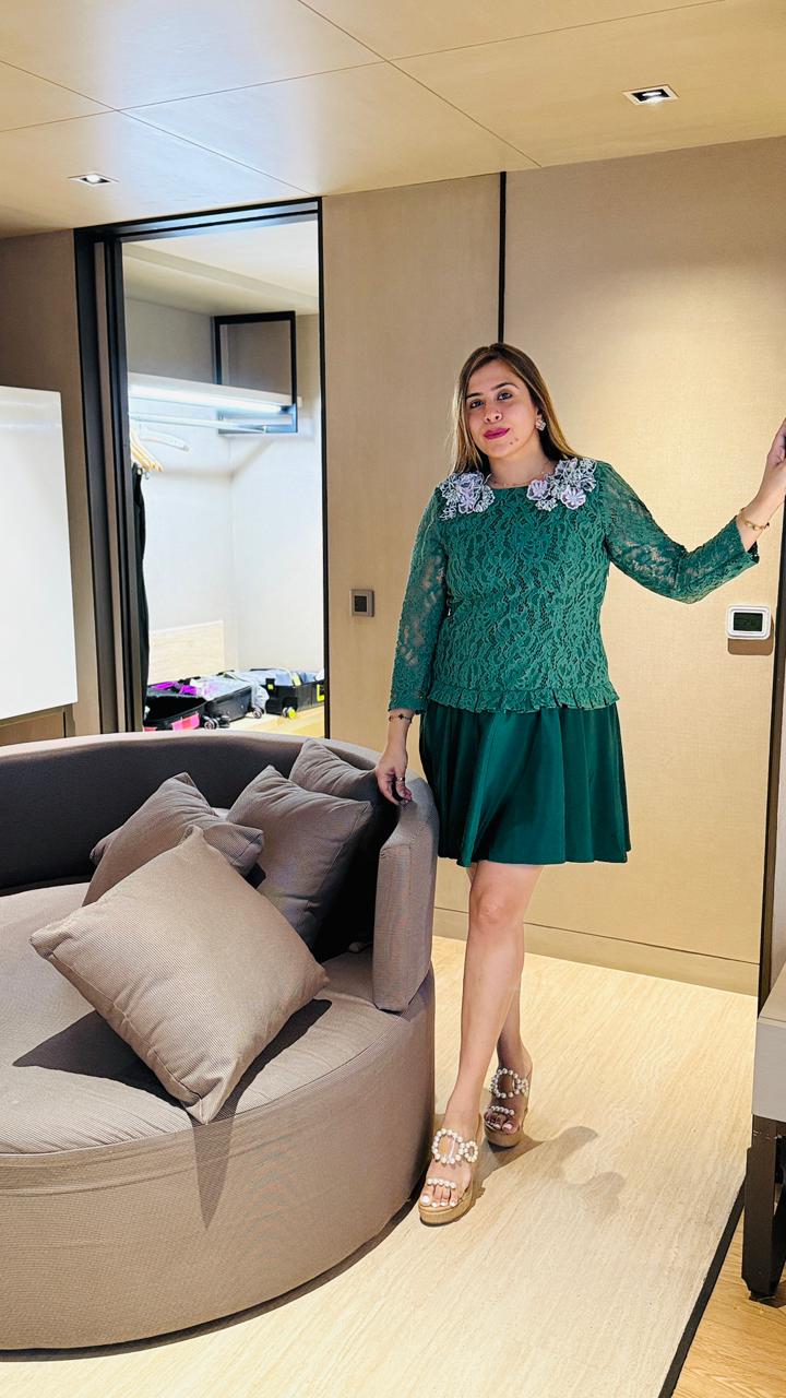 Green Chantilly Embroidered Dress