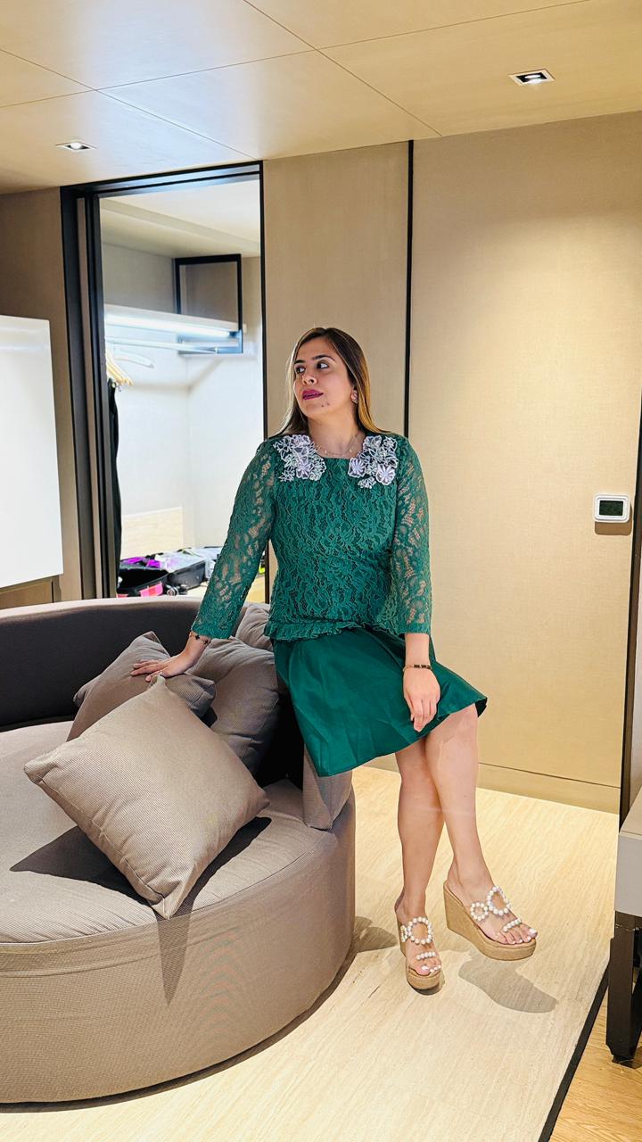 Green Chantilly Embroidered Dress