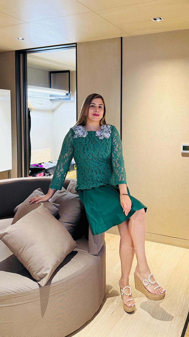 Green Chantilly Embroidered Dress