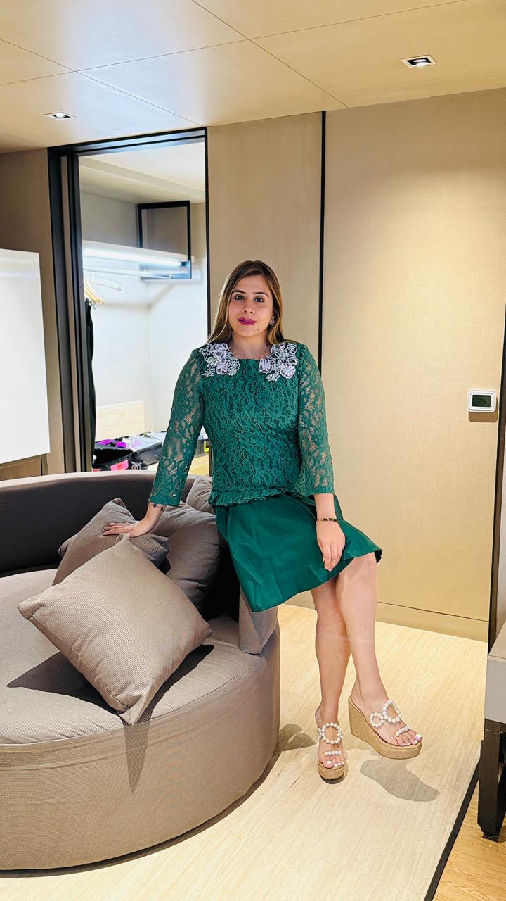 Green Chantilly Embroidered Dress