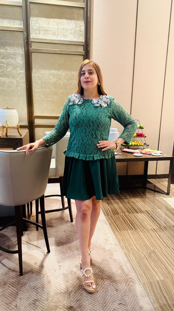 Green Chantilly Embroidered Dress