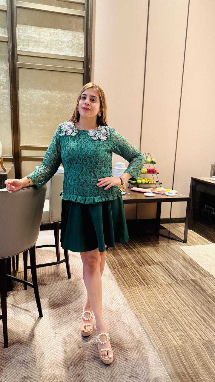 Green Chantilly Embroidered Dress