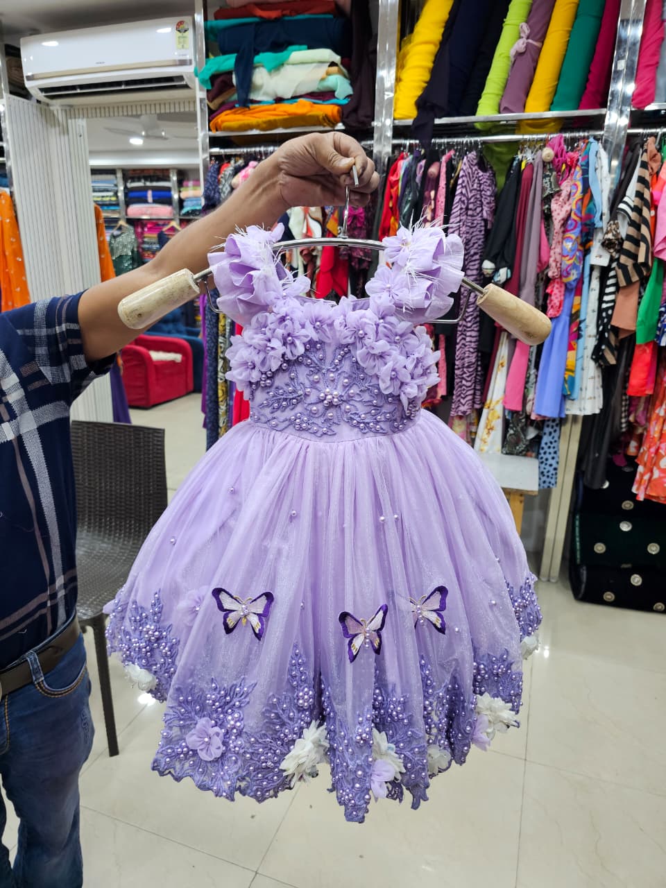 Lilac Butterfly Baby Girl Gown