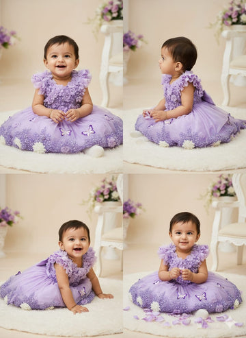 Lilac Butterfly Baby Girl Gown