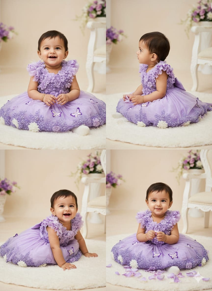 Lilac Butterfly Baby Girl Gown