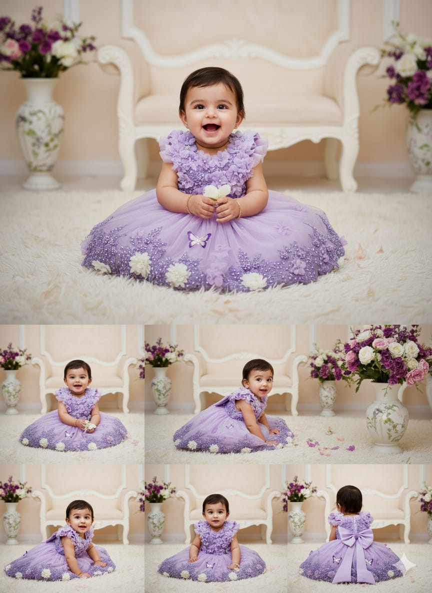 Lilac Butterfly Baby Girl Gown