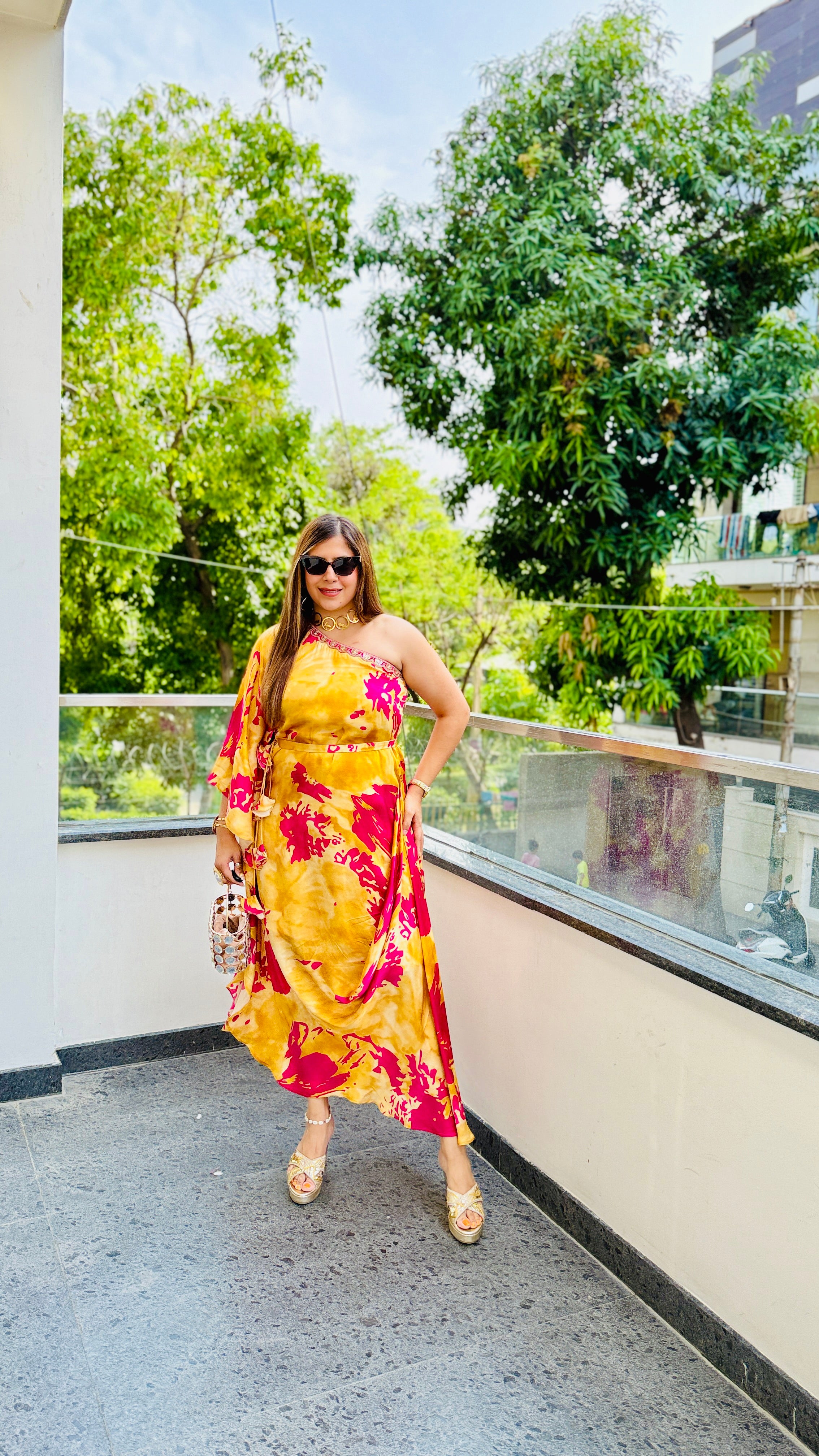Mustard Discharge Kaftaan