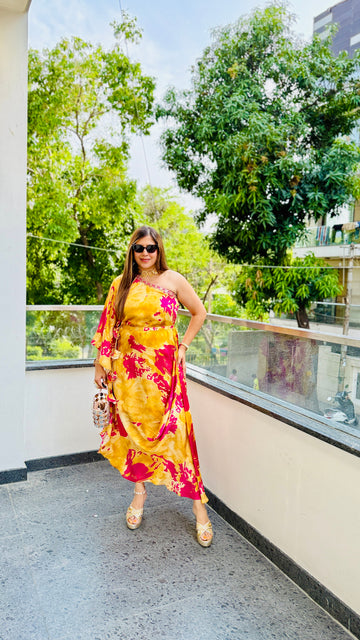 Mustard Discharge Kaftaan