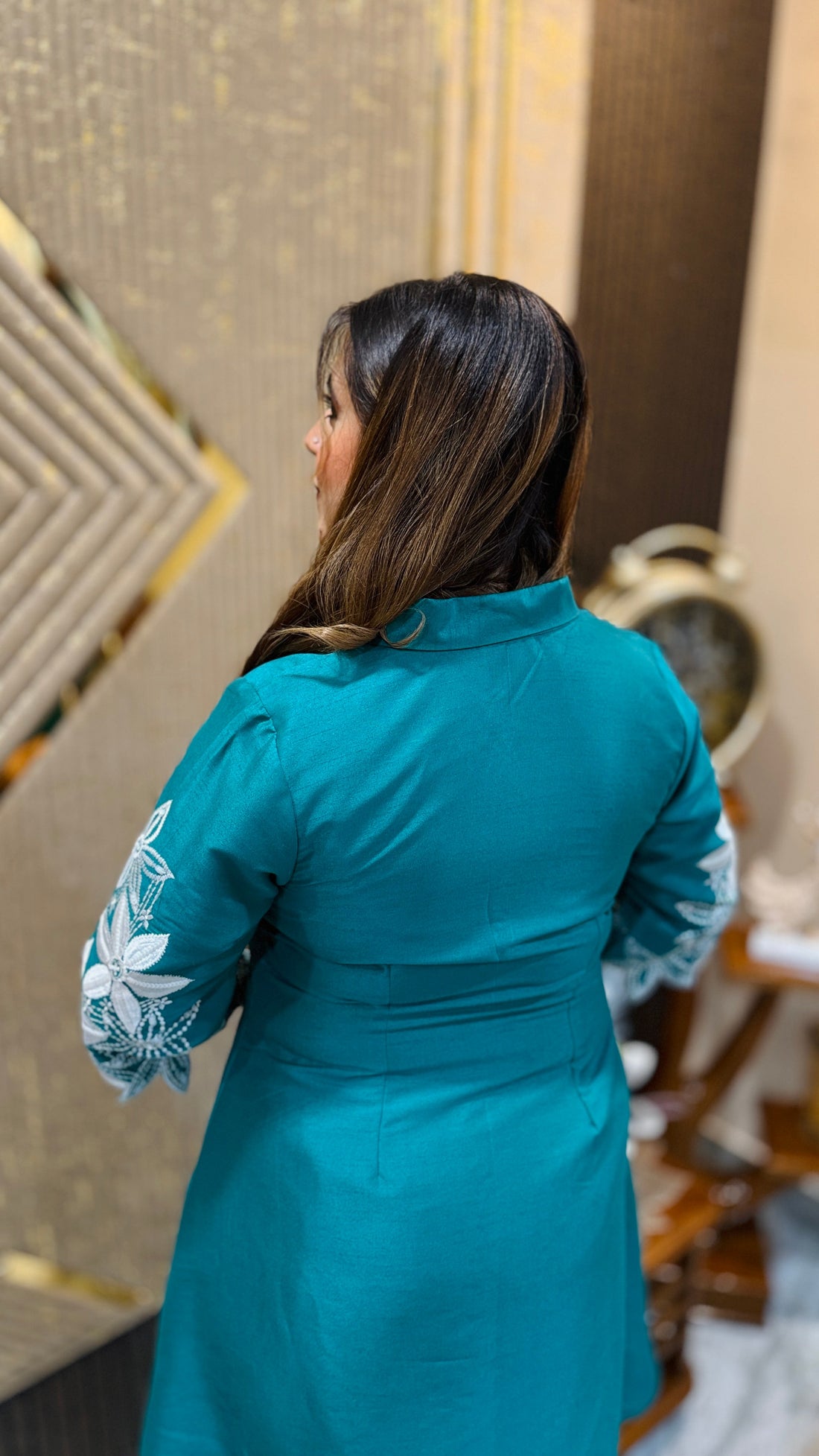 Teal Green Karvachauth Embroidered Co-Ord