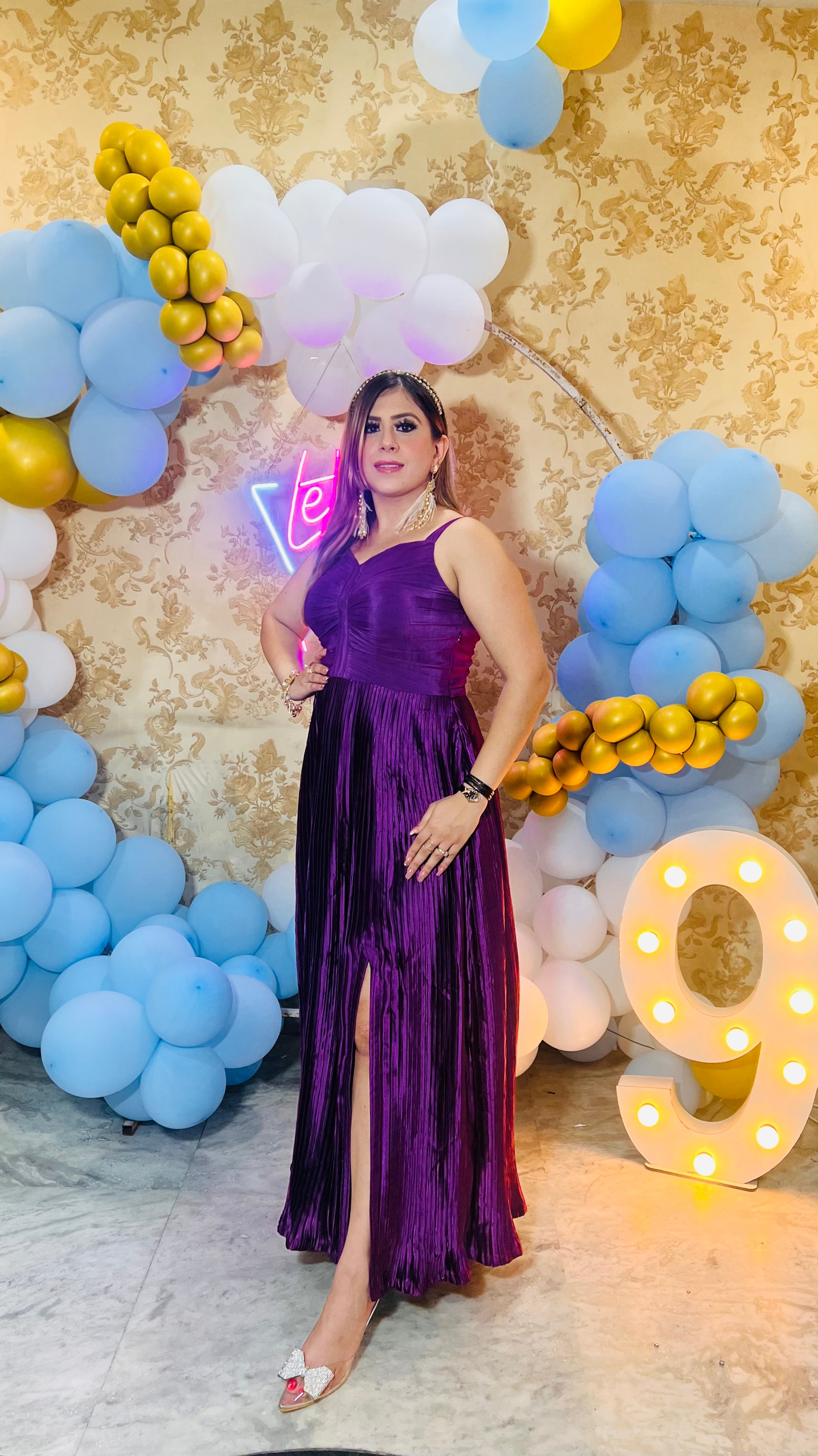 Purple Wrinkled Gown