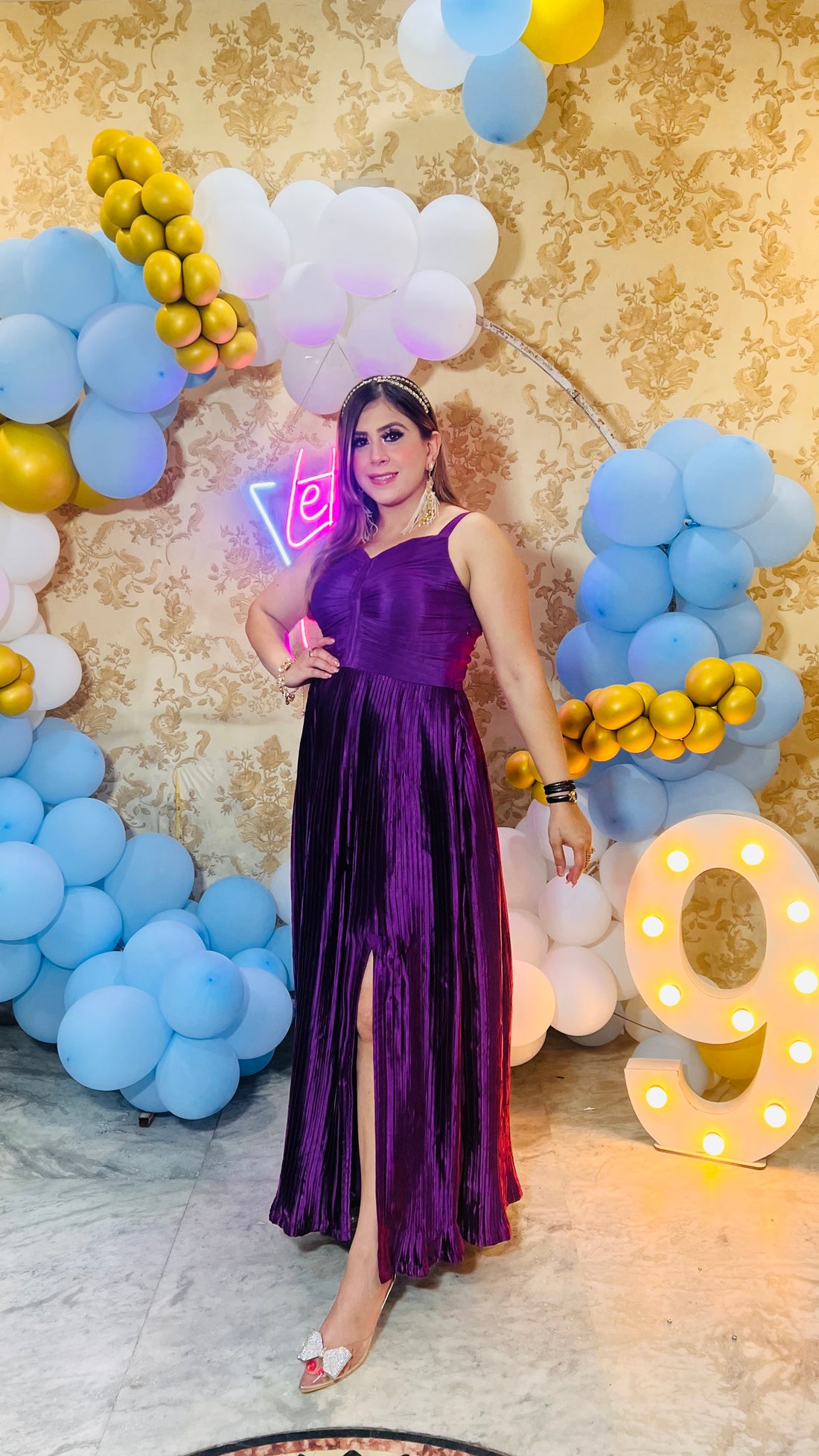 Purple Wrinkled Gown