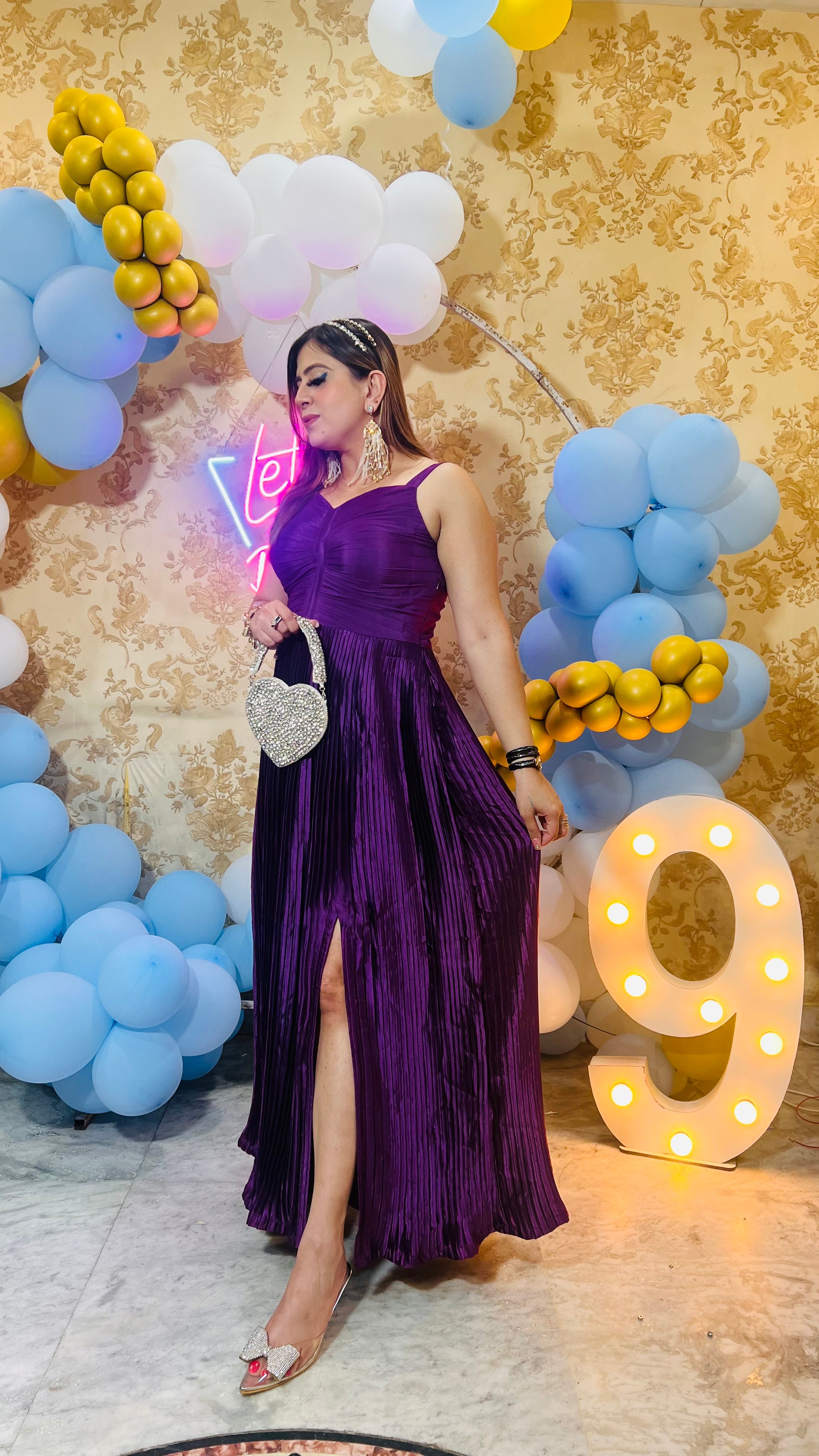 Purple Wrinkled Gown