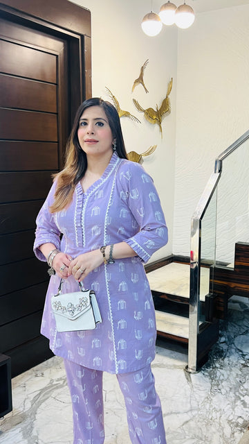 Lilac Peacock Cotton Co-ord